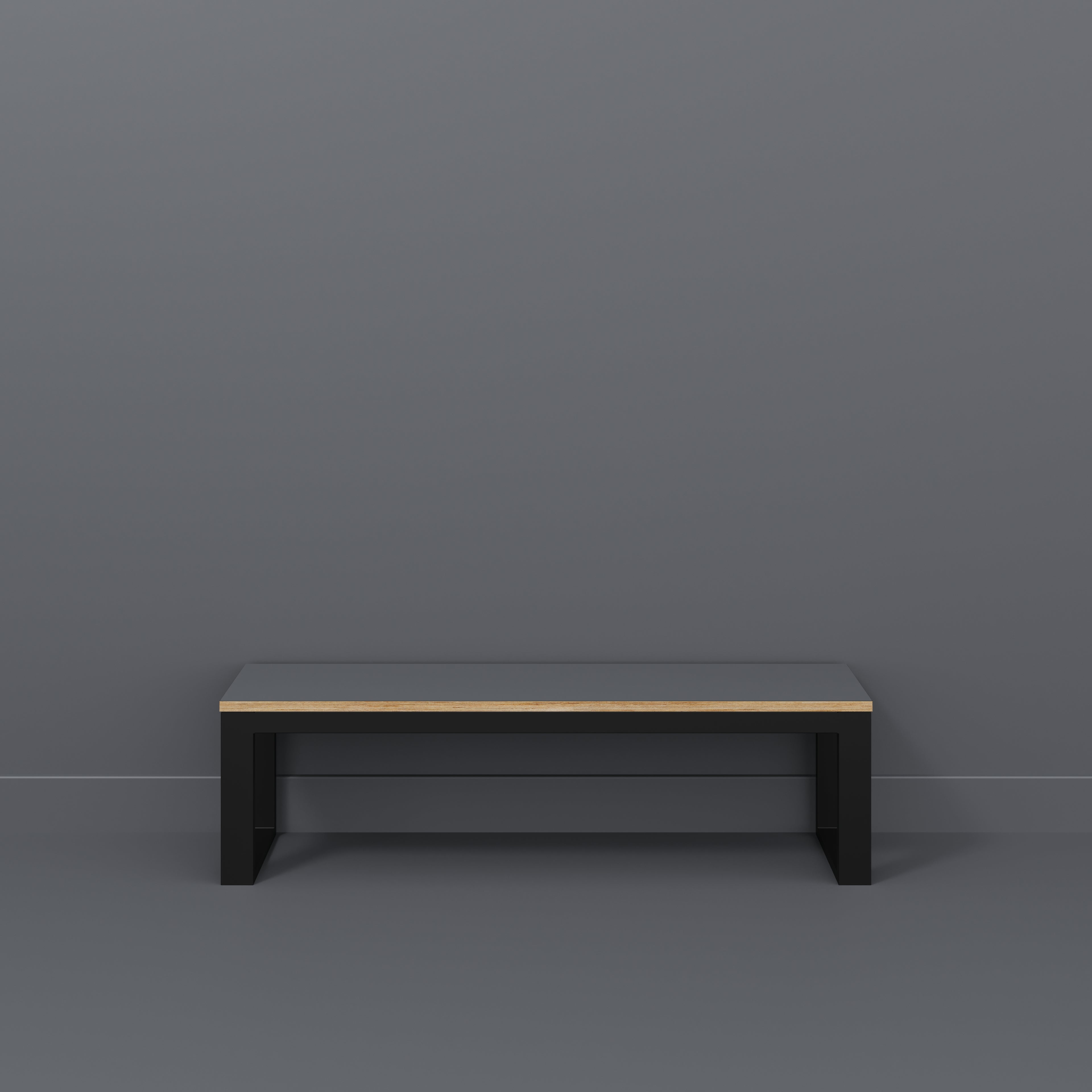 Plywood Bench Seat with Black Industrial Frame - Formica Tornado Grey - 1500(w) x 325(d)