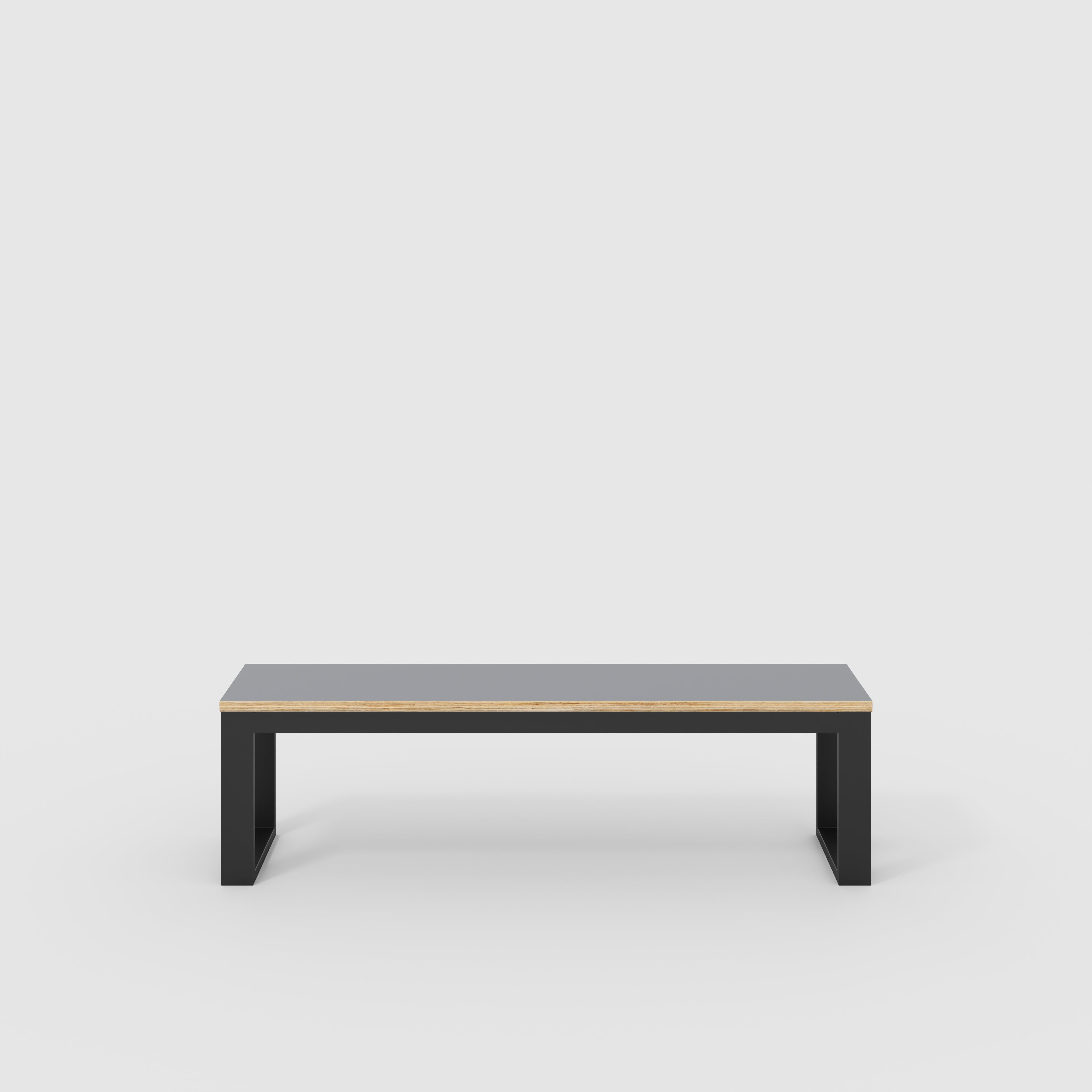 Plywood Bench Seat with Black Industrial Frame - Formica Tornado Grey - 1500(w) x 325(d)