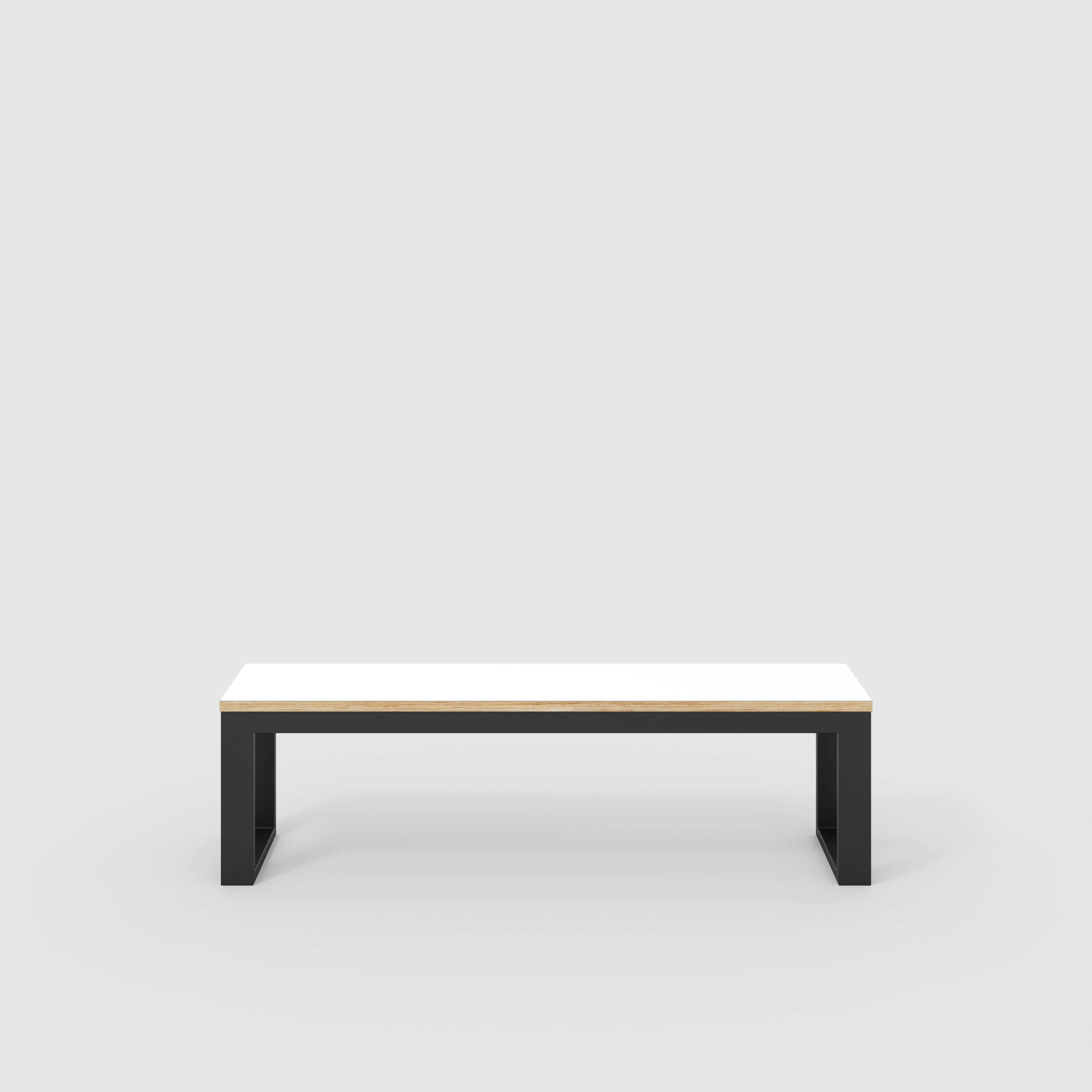 Plywood Bench Seat with Black Industrial Frame - Formica White - 1500(w) x 325(d)