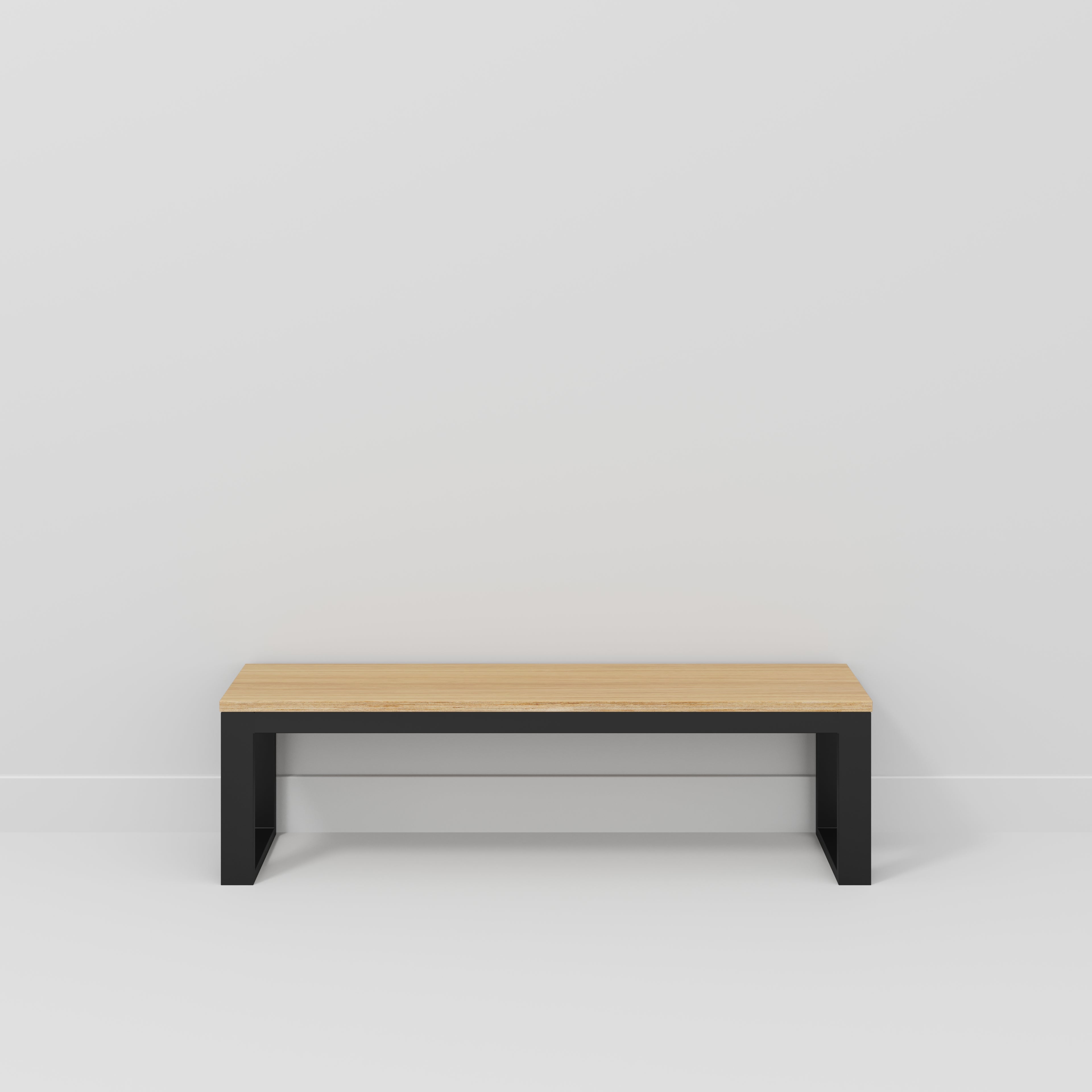 Plywood Bench Seat with Black Industrial Frame - Plywood Oak - 1500(w) x 325(d)