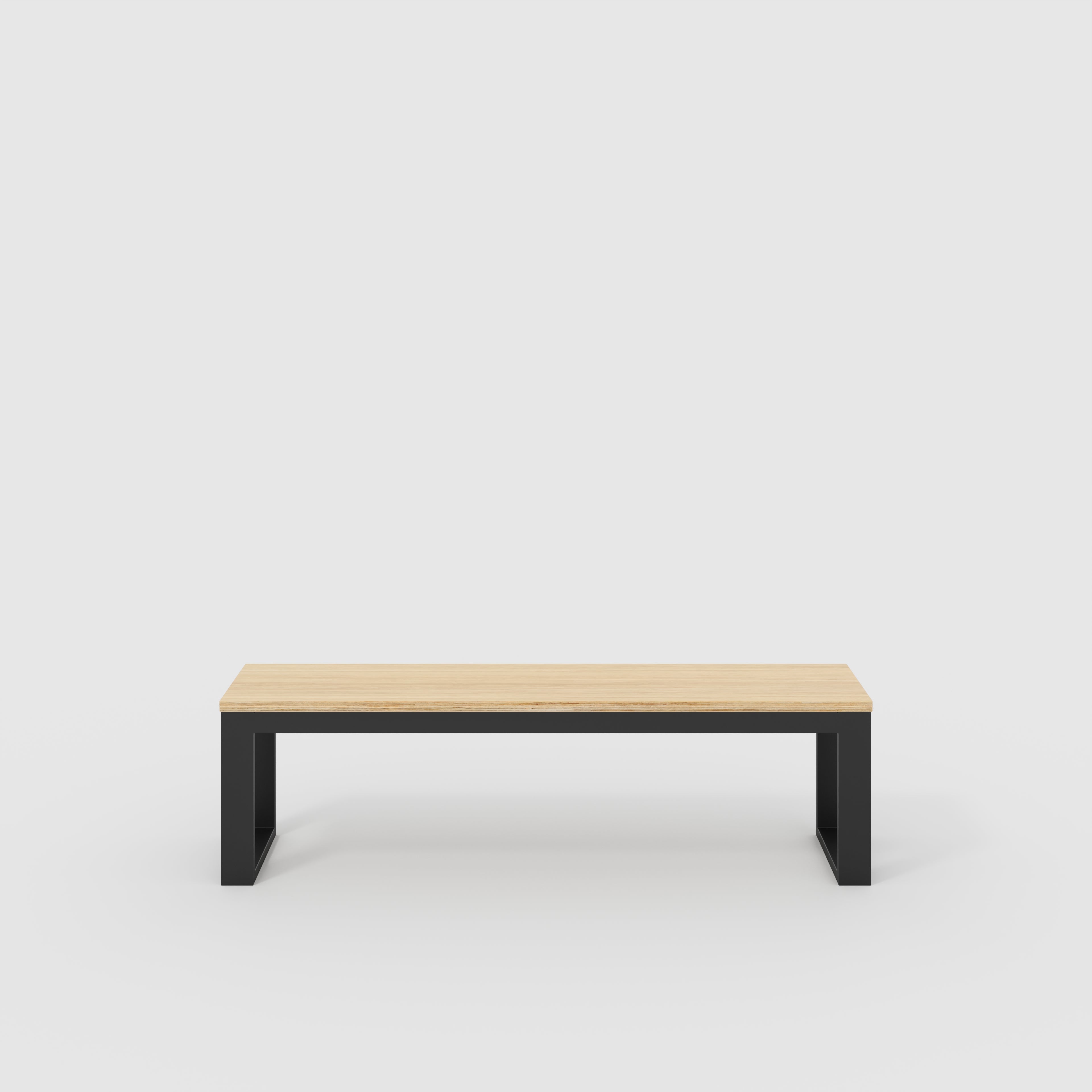 Plywood Bench Seat with Black Industrial Frame - Plywood Oak - 1500(w) x 325(d)