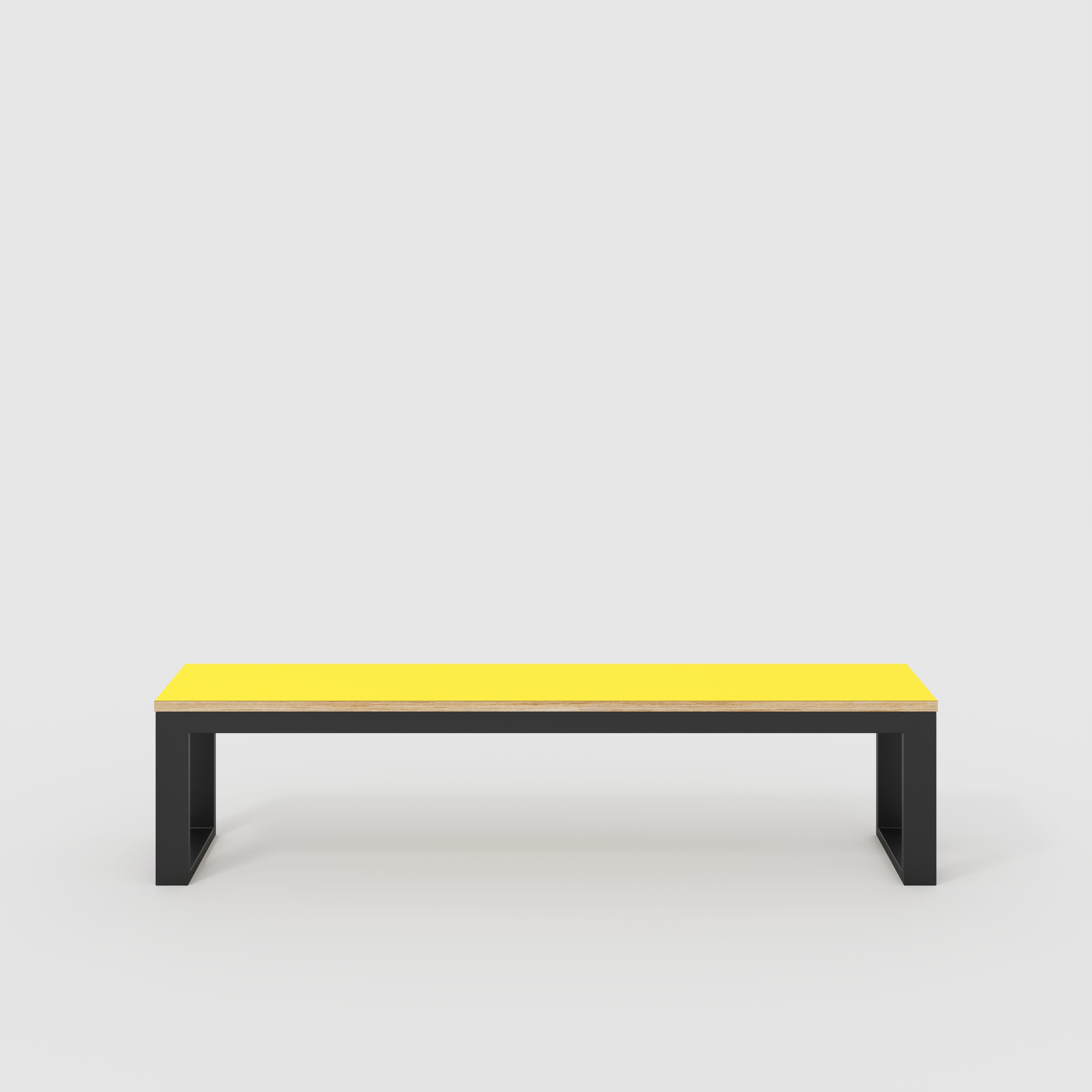 Bench Seat with Black Industrial Frame - Formica Chrome Yellow - 1800(w) x 325(d)