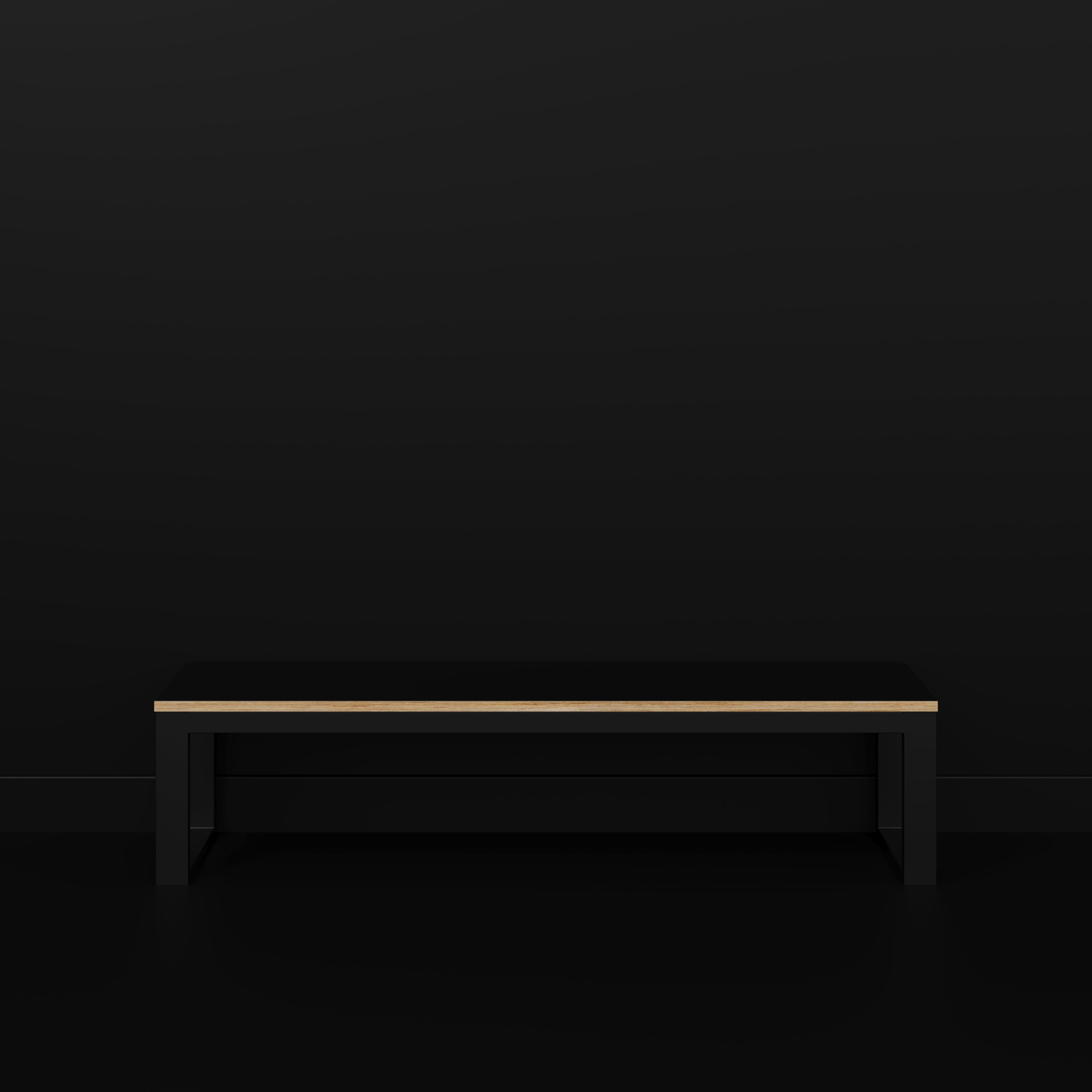 Plywood Bench Seat with Black Industrial Frame - Formica Diamond Black - 1800(w) x 325(d)