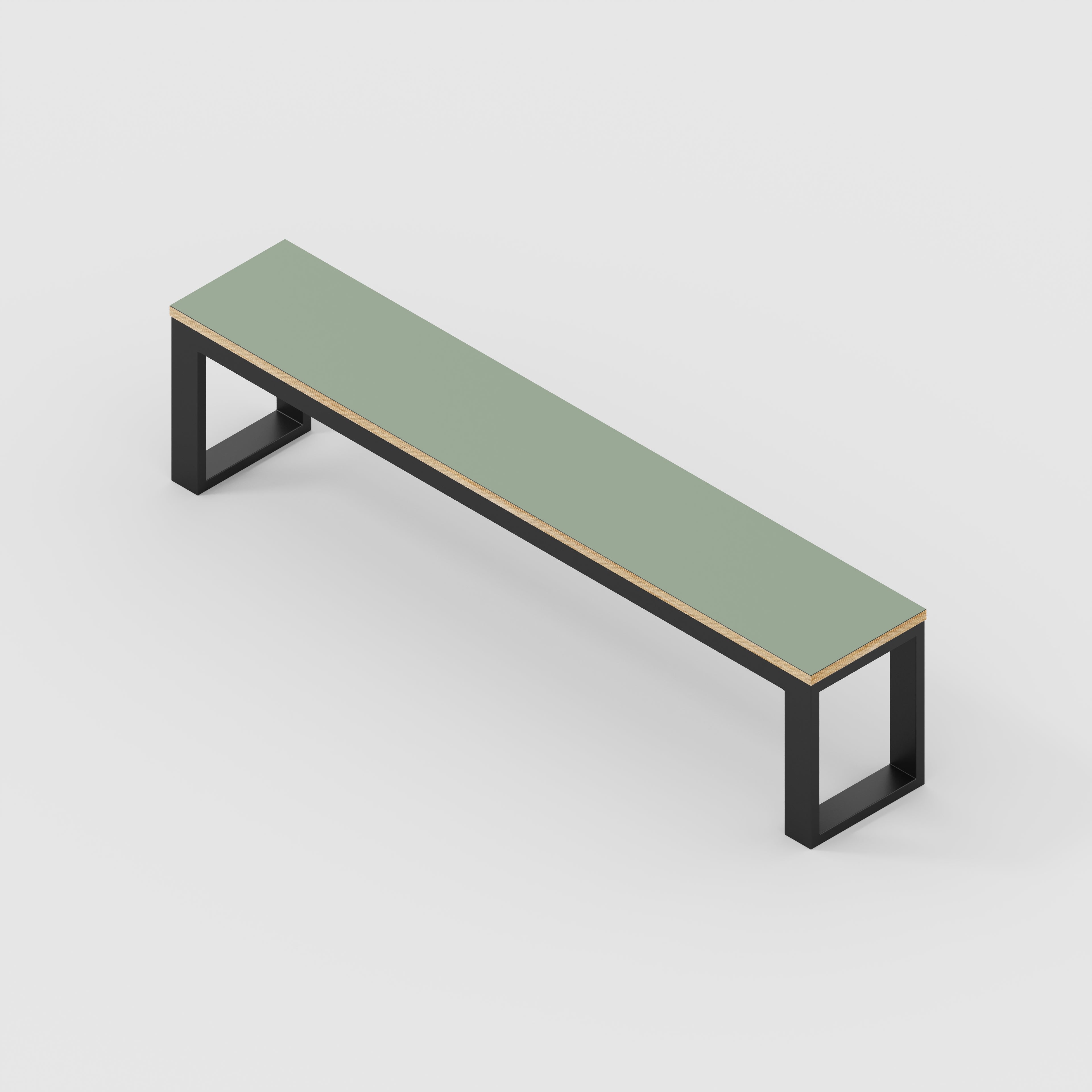 Plywood Bench Seat with Black Industrial Frame - Formica Green Slate - 1800(w) x 325(d)