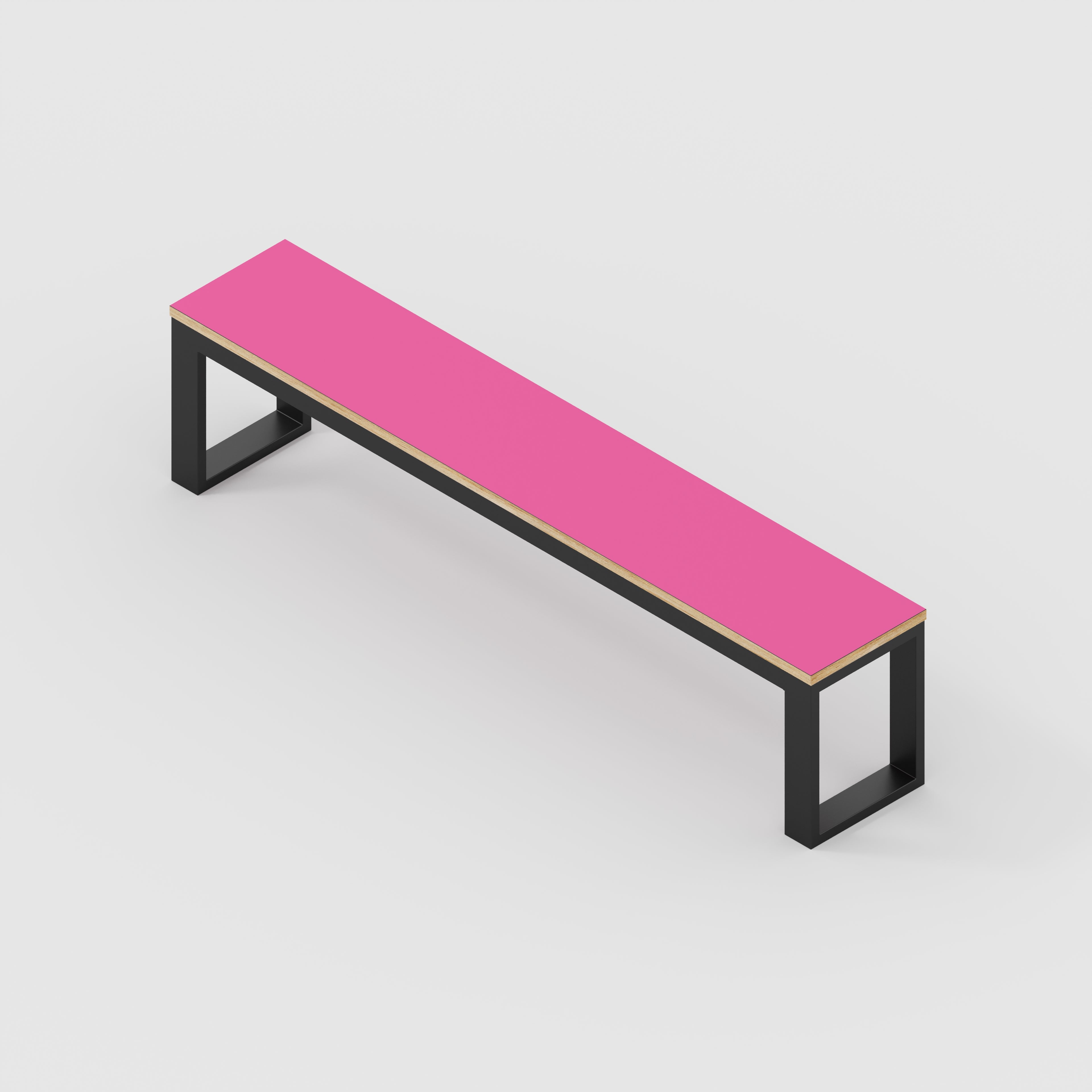 Plywood Bench Seat with Black Industrial Frame - Formica Juicy Pink - 1800(w) x 325(d)