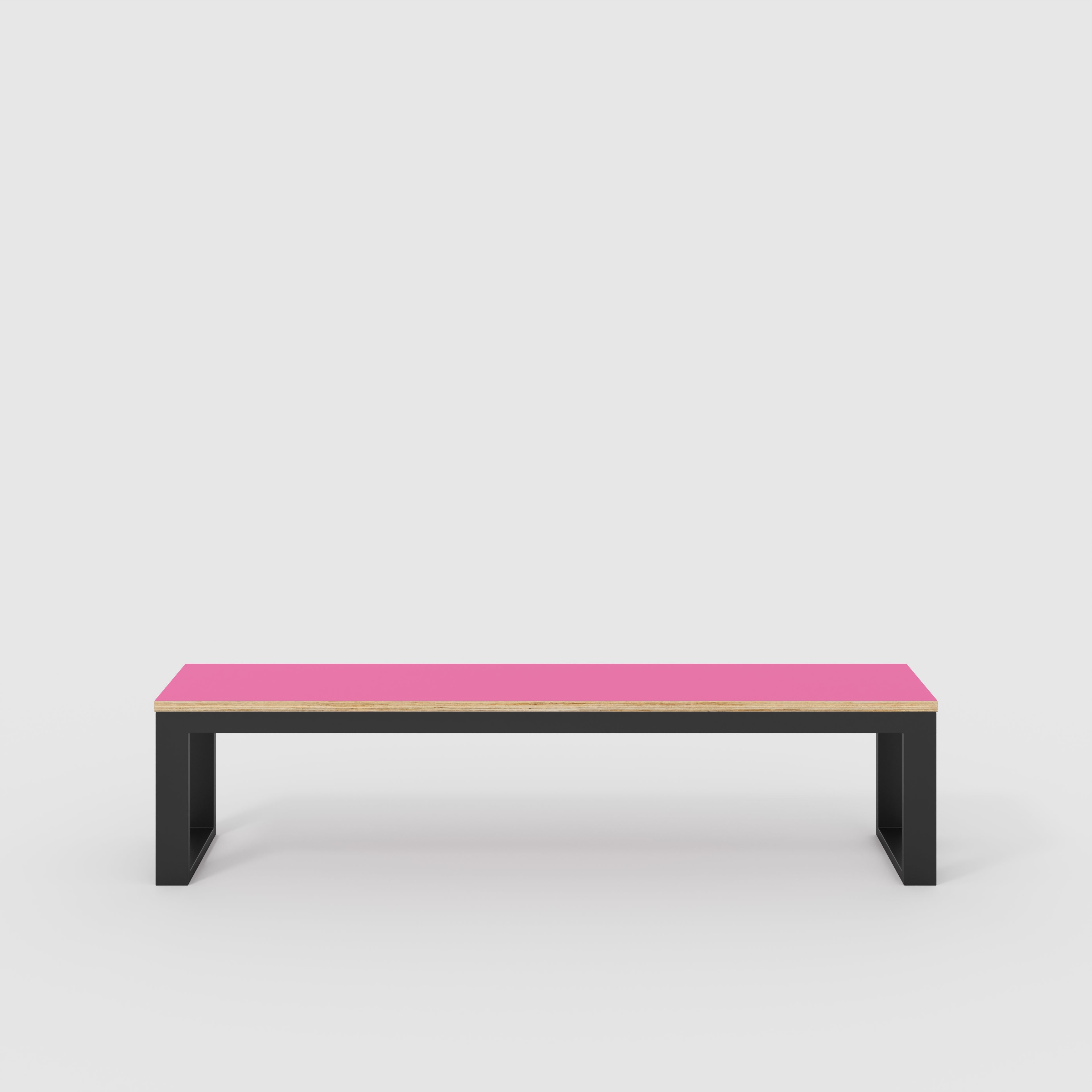 Plywood Bench Seat with Black Industrial Frame - Formica Juicy Pink - 1800(w) x 325(d)
