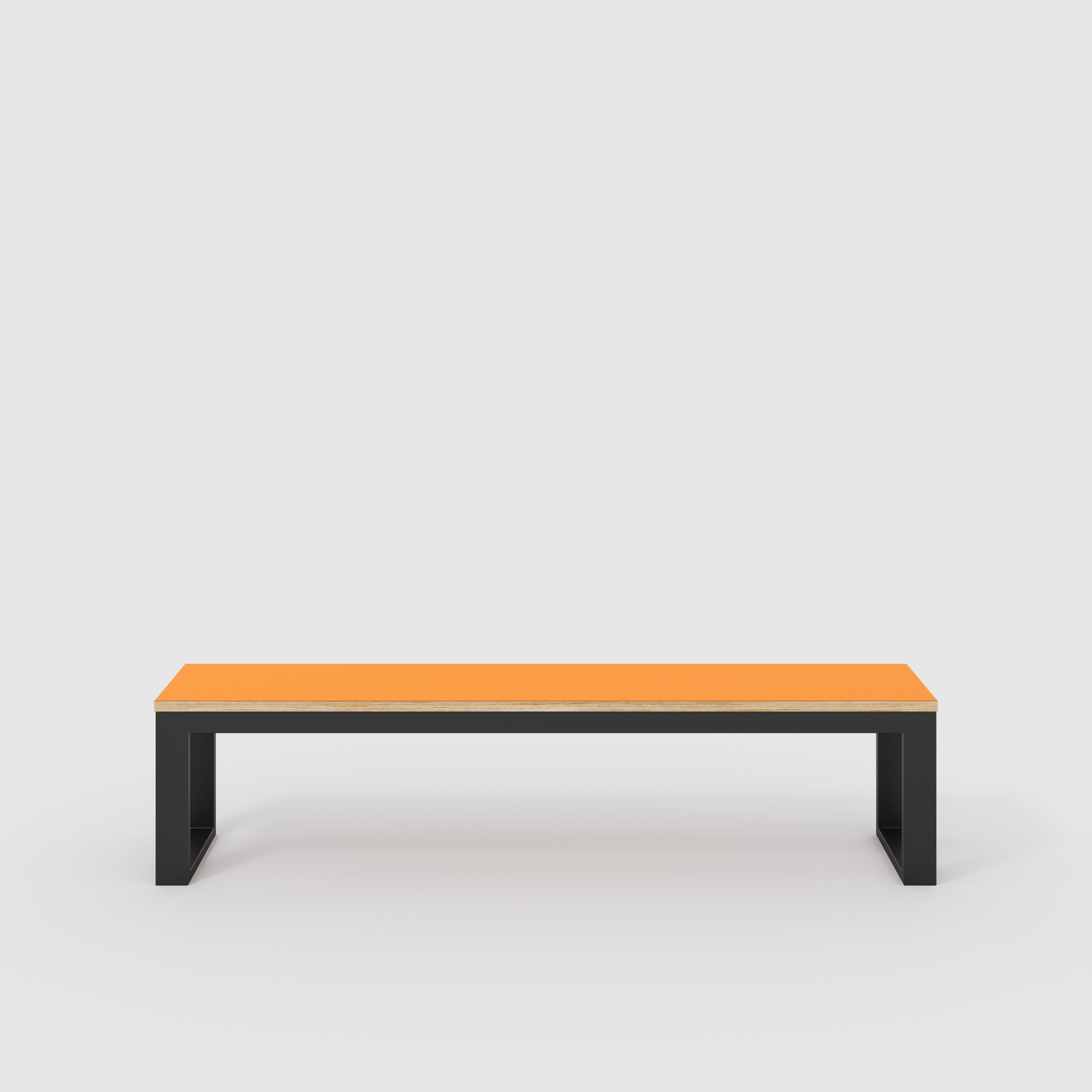 Plywood Bench Seat with Black Industrial Frame - Formica Levante Orange - 1800(w) x 325(d)