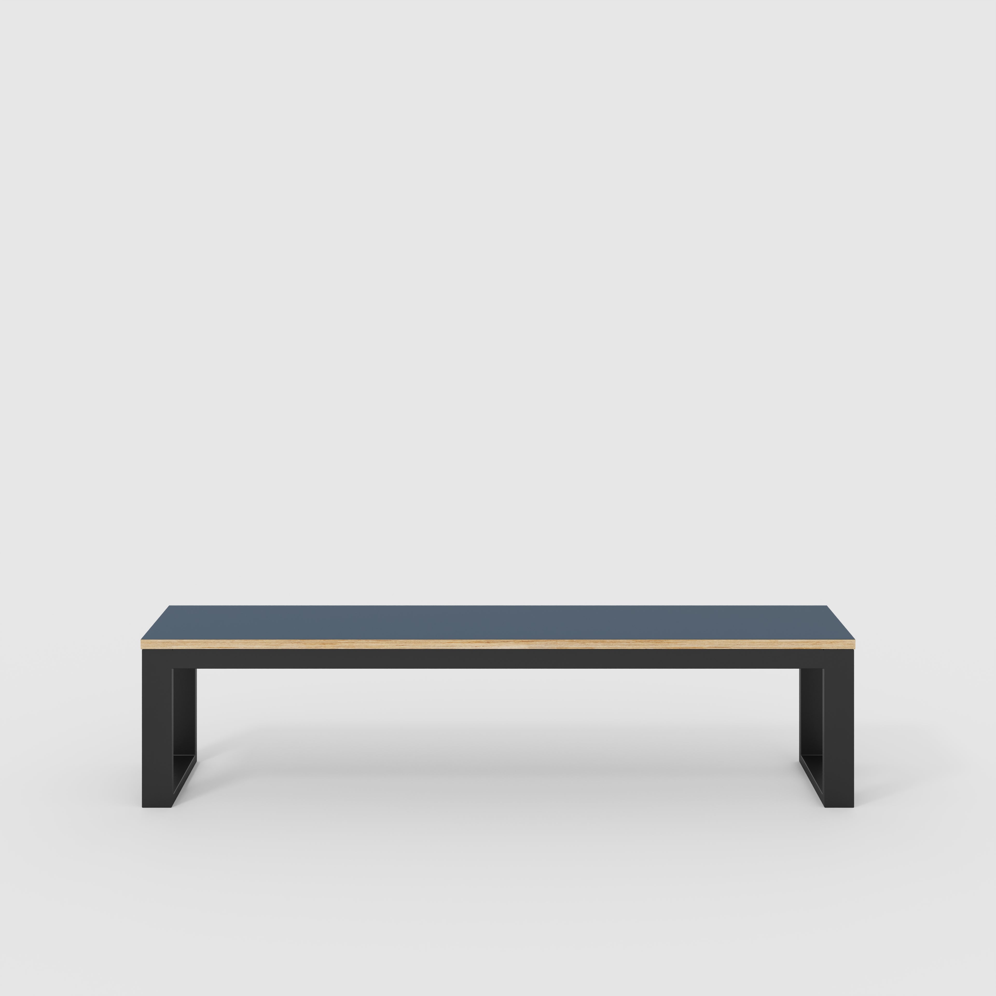 Plywood Bench Seat with Black Industrial Frame - Formica Night Sea Blue- 1800(w) x 325(d)