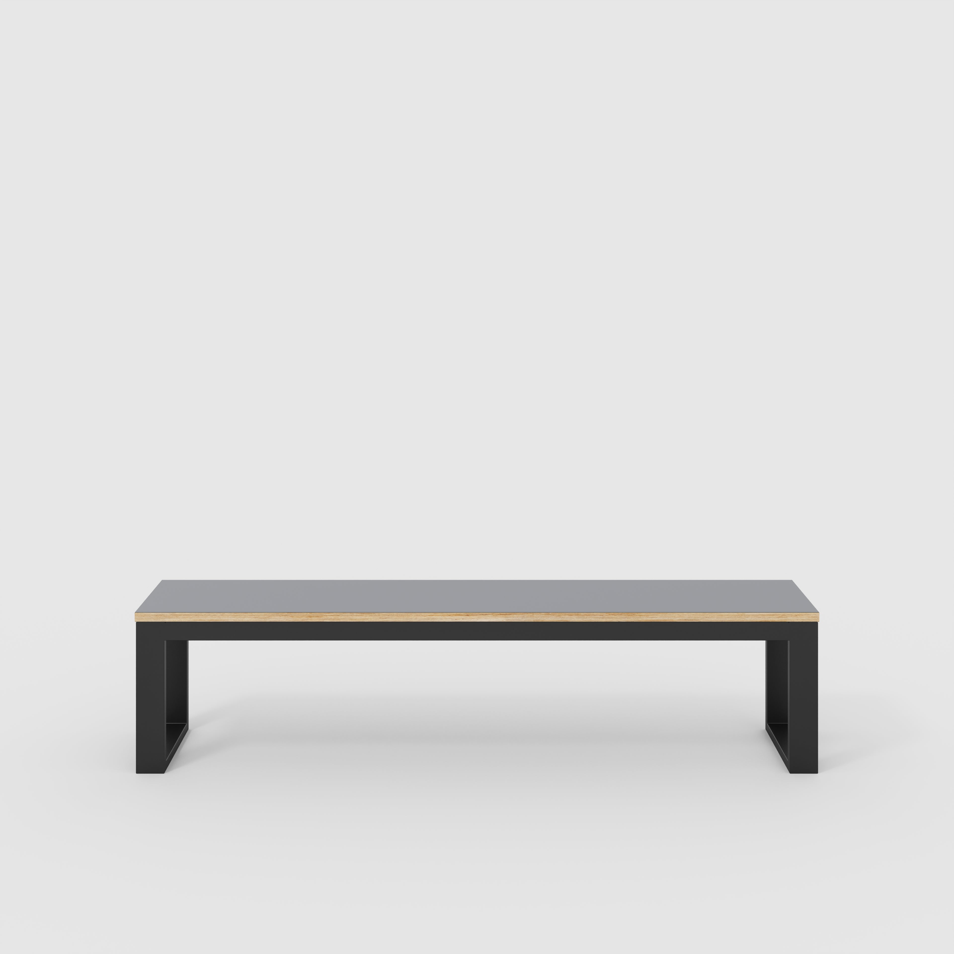 Plywood Bench Seat with Black Industrial Frame - Formica Tornado Grey - 1800(w) x 325(d)