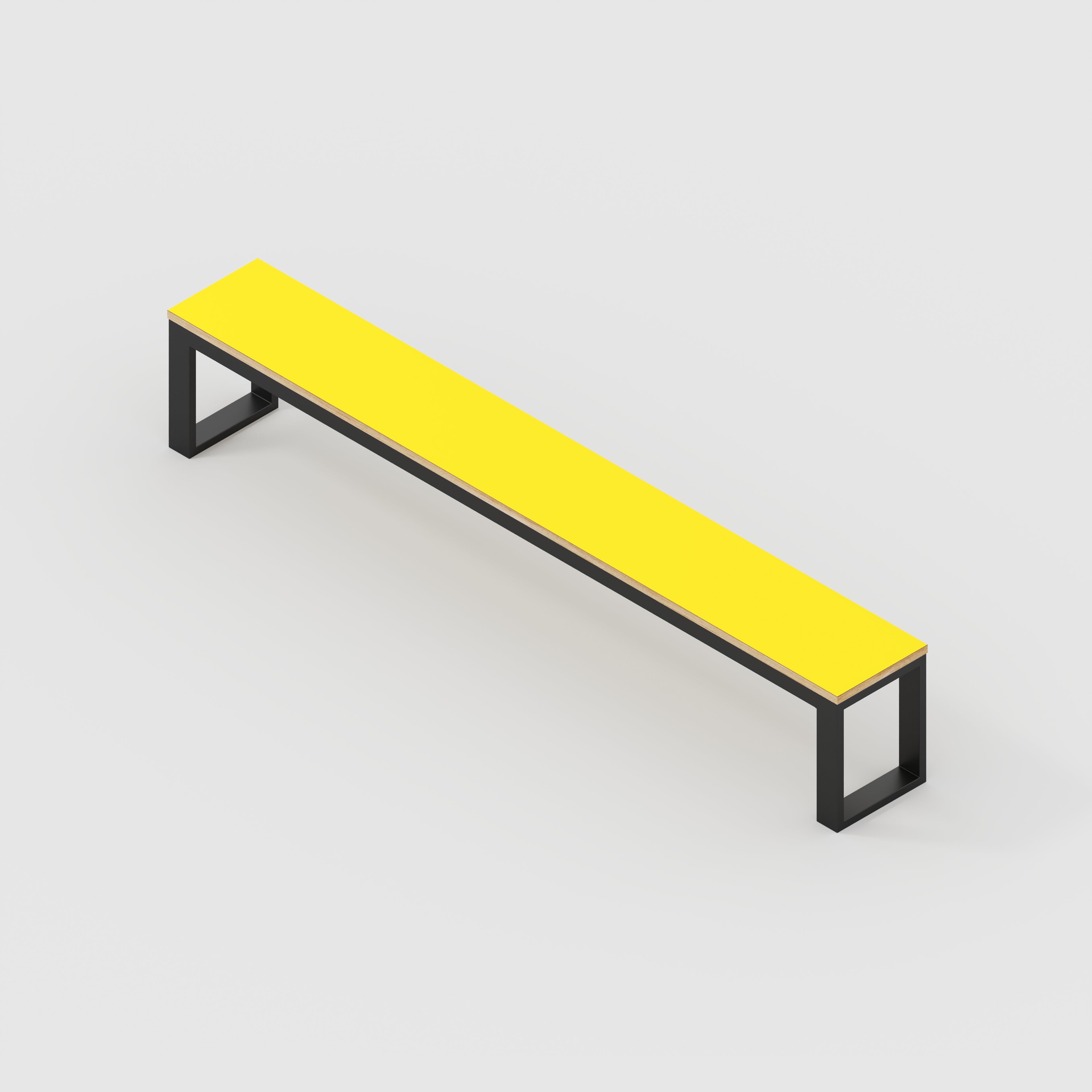 Plywood Bench Seat with Black Industrial Frame - Formica Chrome Yellow - 2400(w) x 325(d)