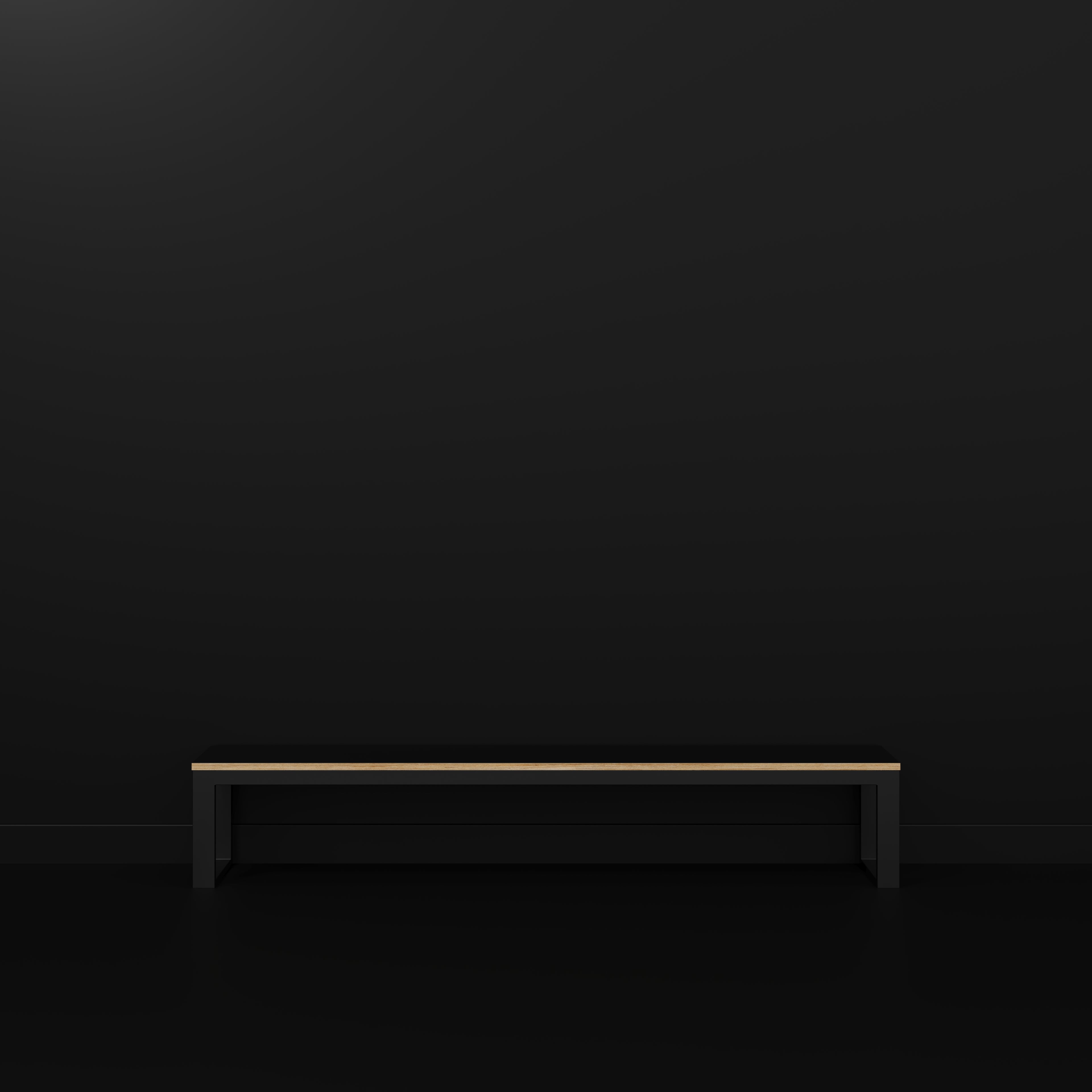 Plywood Bench Seat with Black Industrial Frame - Formica Diamond Black - 2400(w) x 325(d)