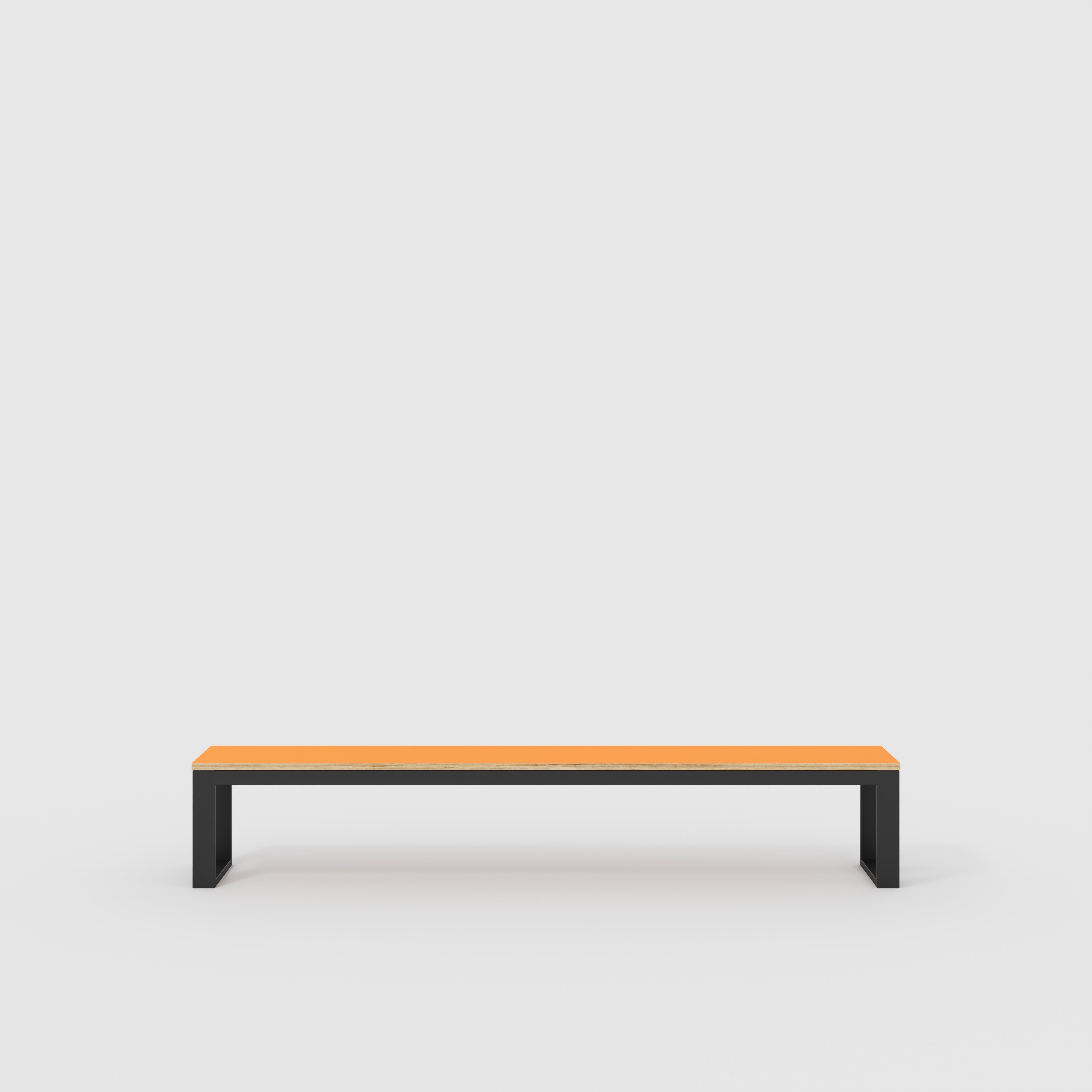Plywood Bench Seat with Black Industrial Frame - Formica Levante Orange - 2400(w) x 325(d)