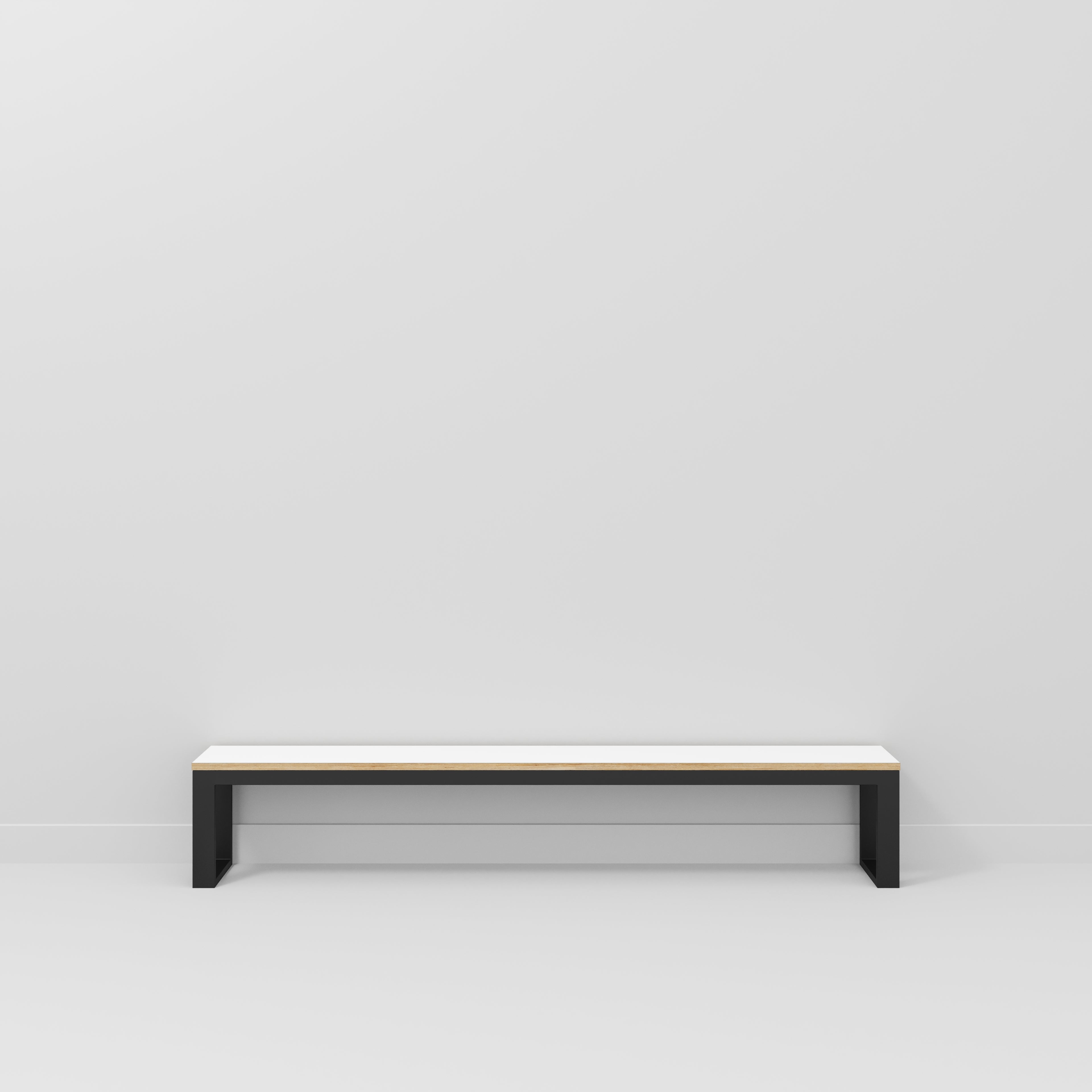 Plywood Bench Seat with Black Industrial Frame - Formica White - 2400(w) x 325(d)