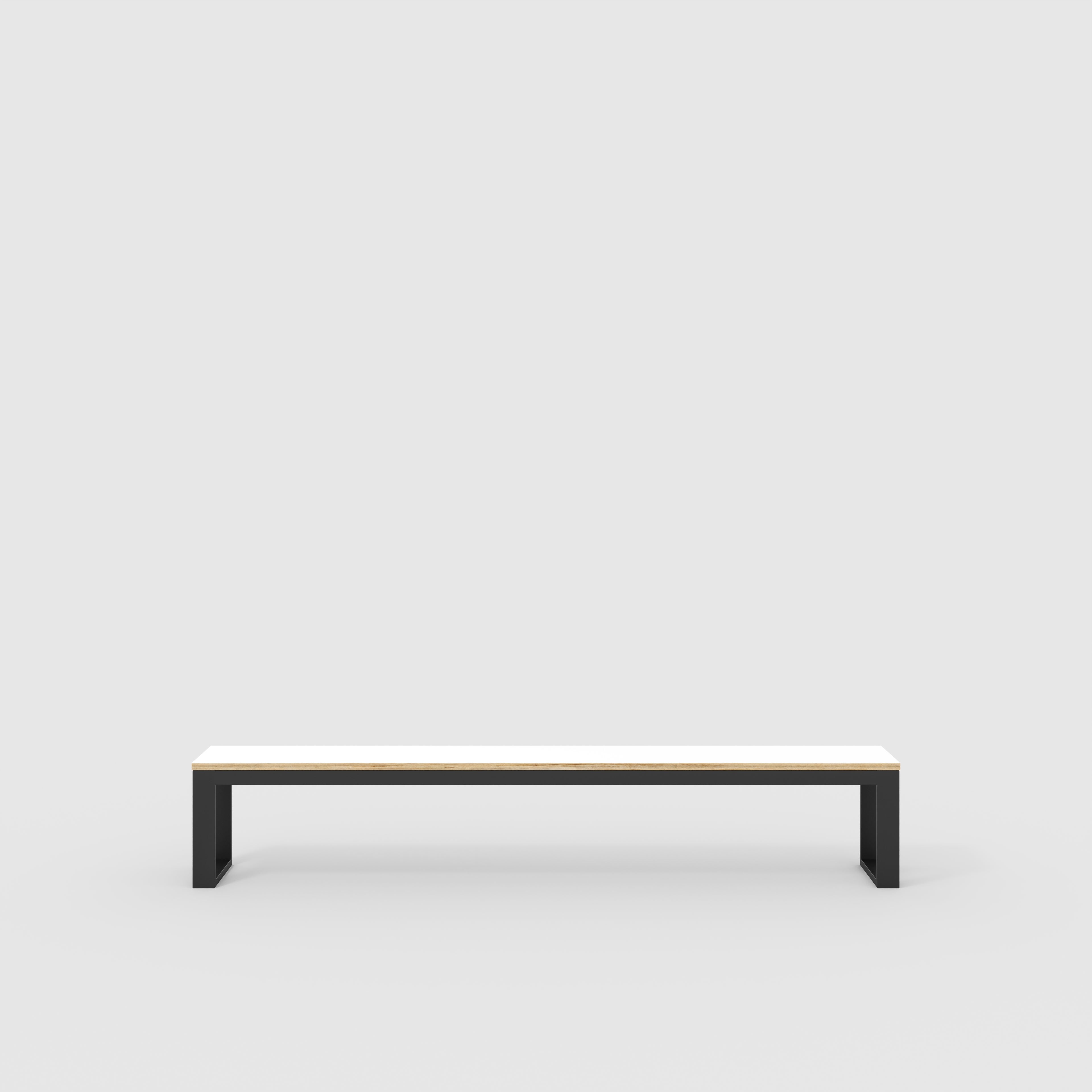 Plywood Bench Seat with Black Industrial Frame - Formica White - 2400(w) x 325(d)