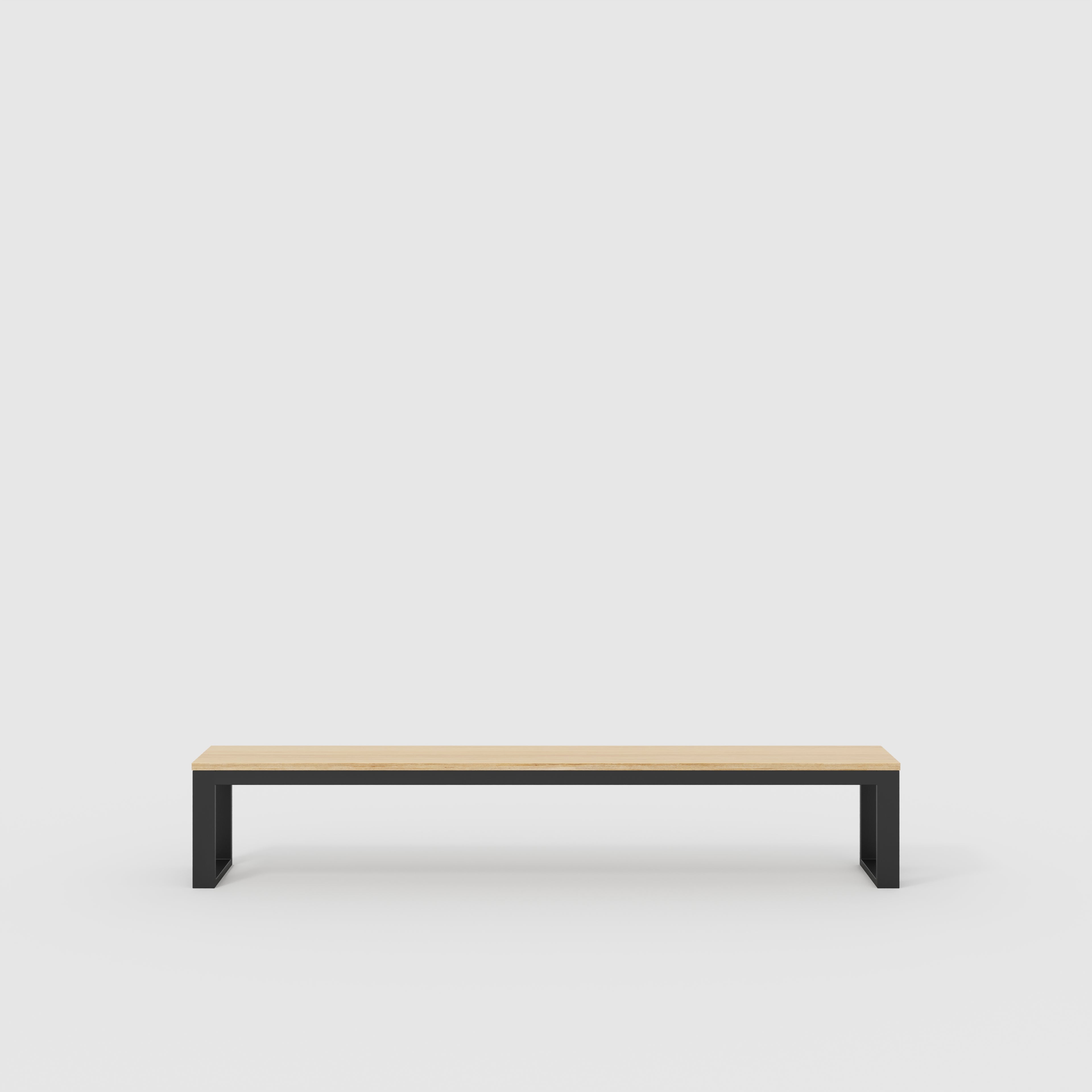 Plywood Bench Seat with Black Industrial Frame - Plywood Oak - 2400(w) x 325(d)