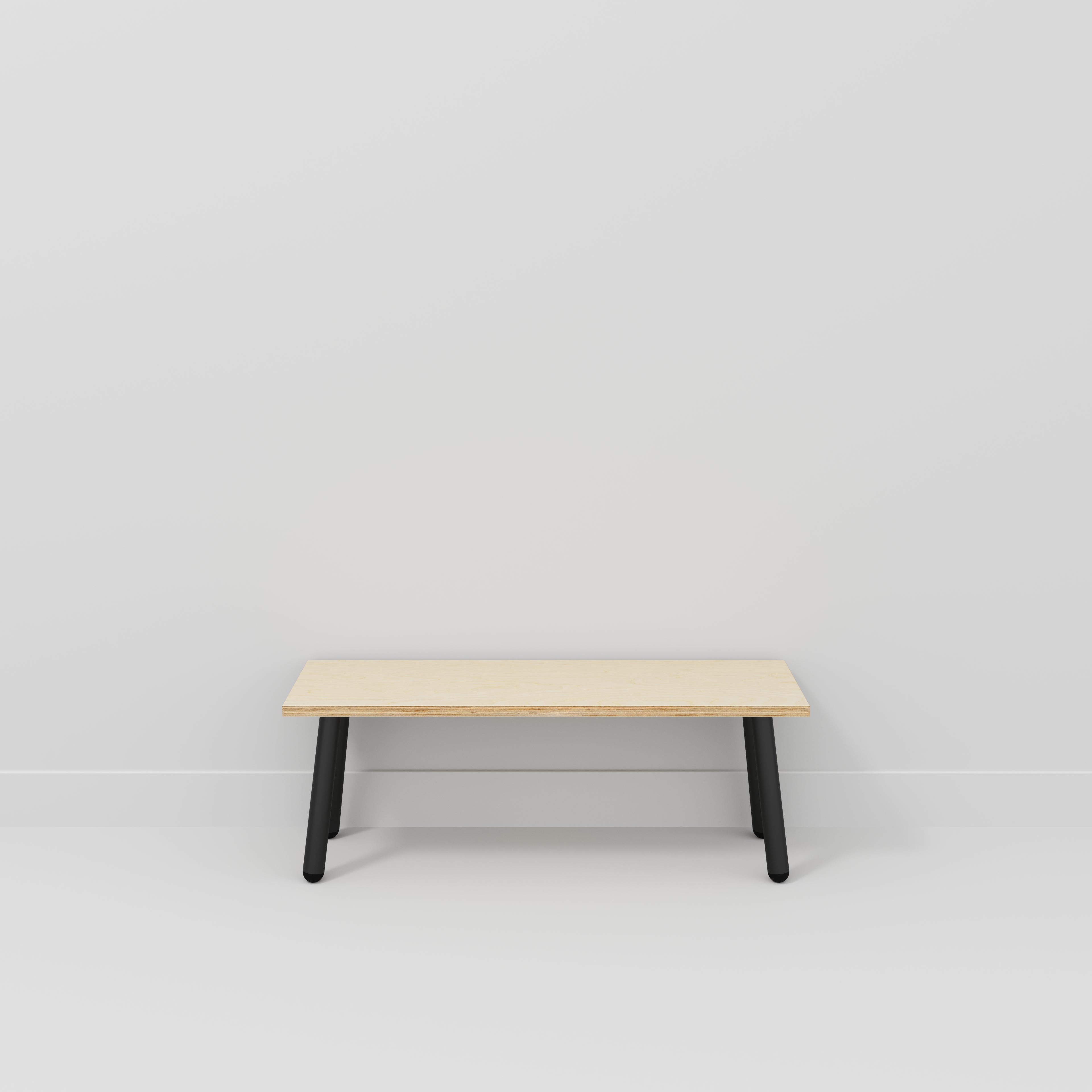 Plywood Bench Seat with Black Round Single Pin Legs - Plywood Birch - 1200(w) x 400(d)