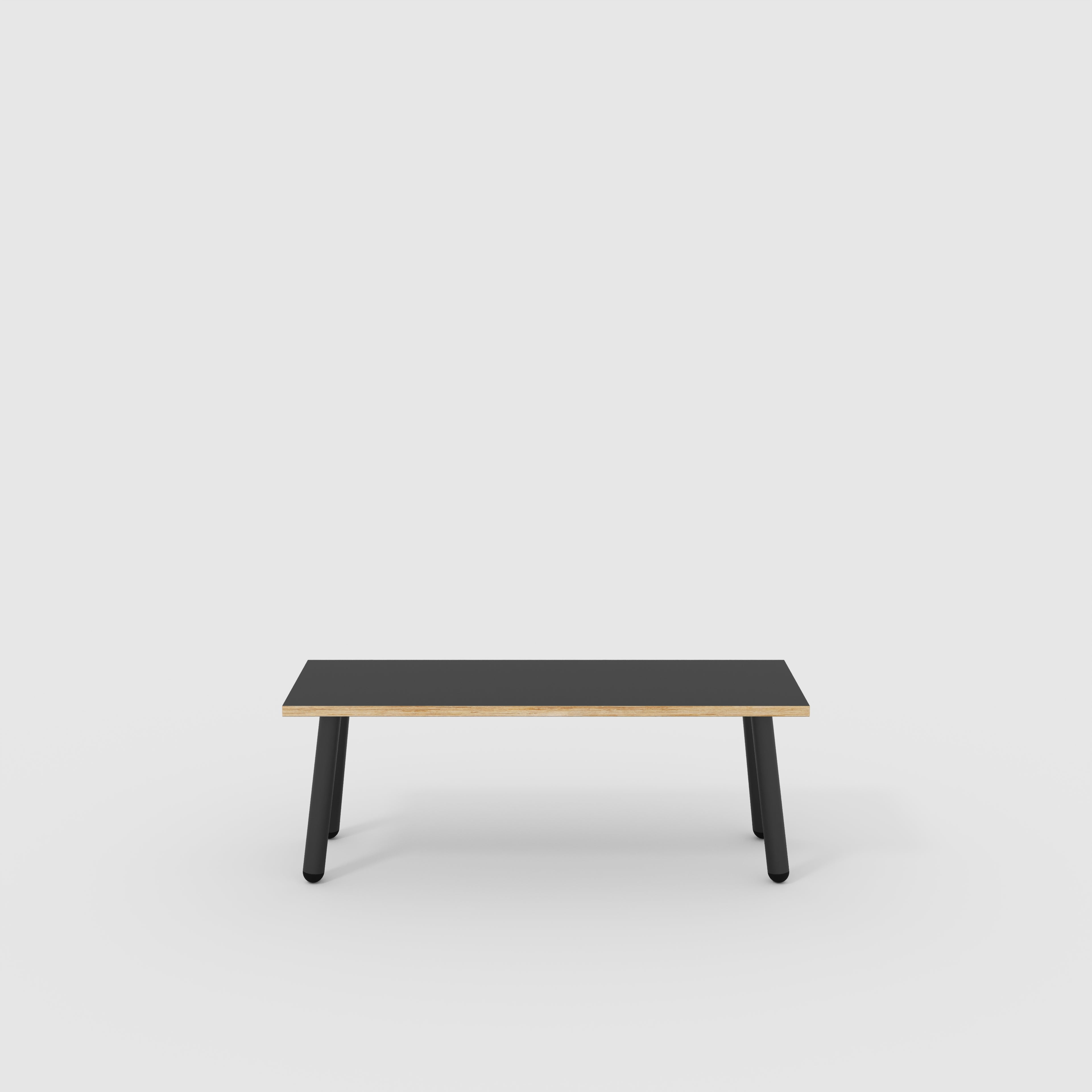 Plywood Bench Seat with Black Round Single Pin Legs - Formica Diamond Black - 1200(w) x 400(d)