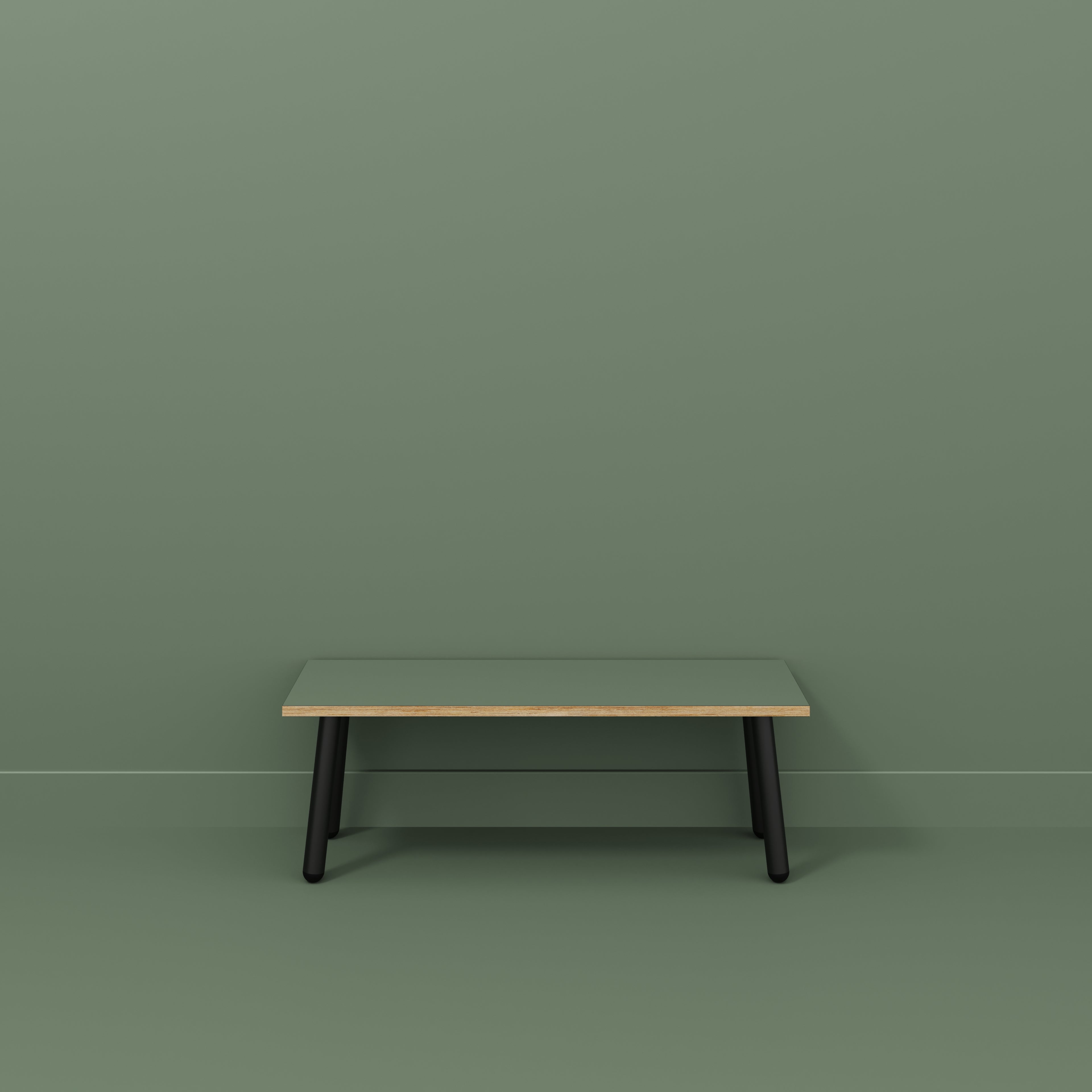 Plywood Bench Seat with Black Round Single Pin Legs - Formica Green Slate - 1200(w) x 400(d)