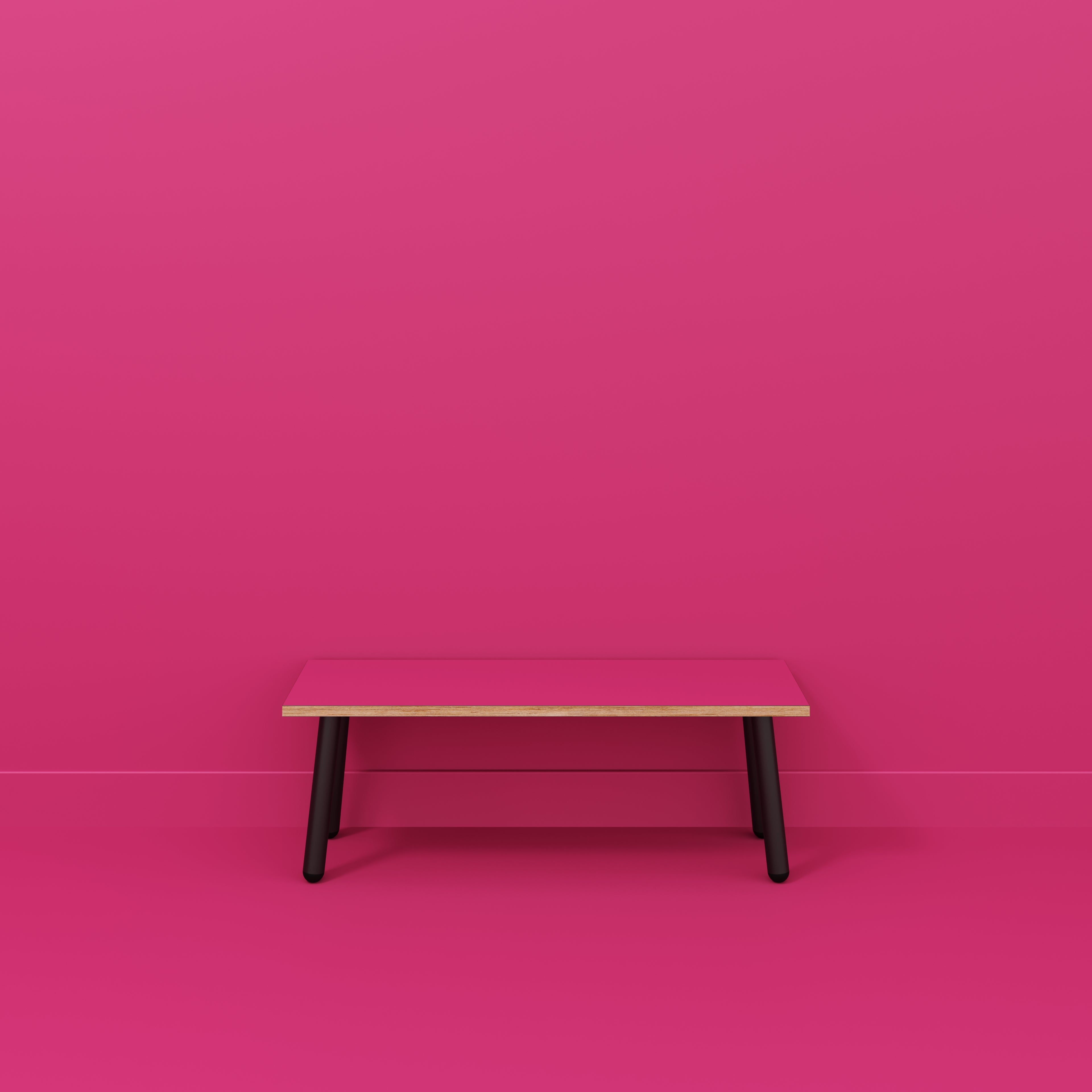 Plywood Bench Seat with Black Round Single Pin Legs - Formica Juicy Pink - 1200(w) x 400(d)