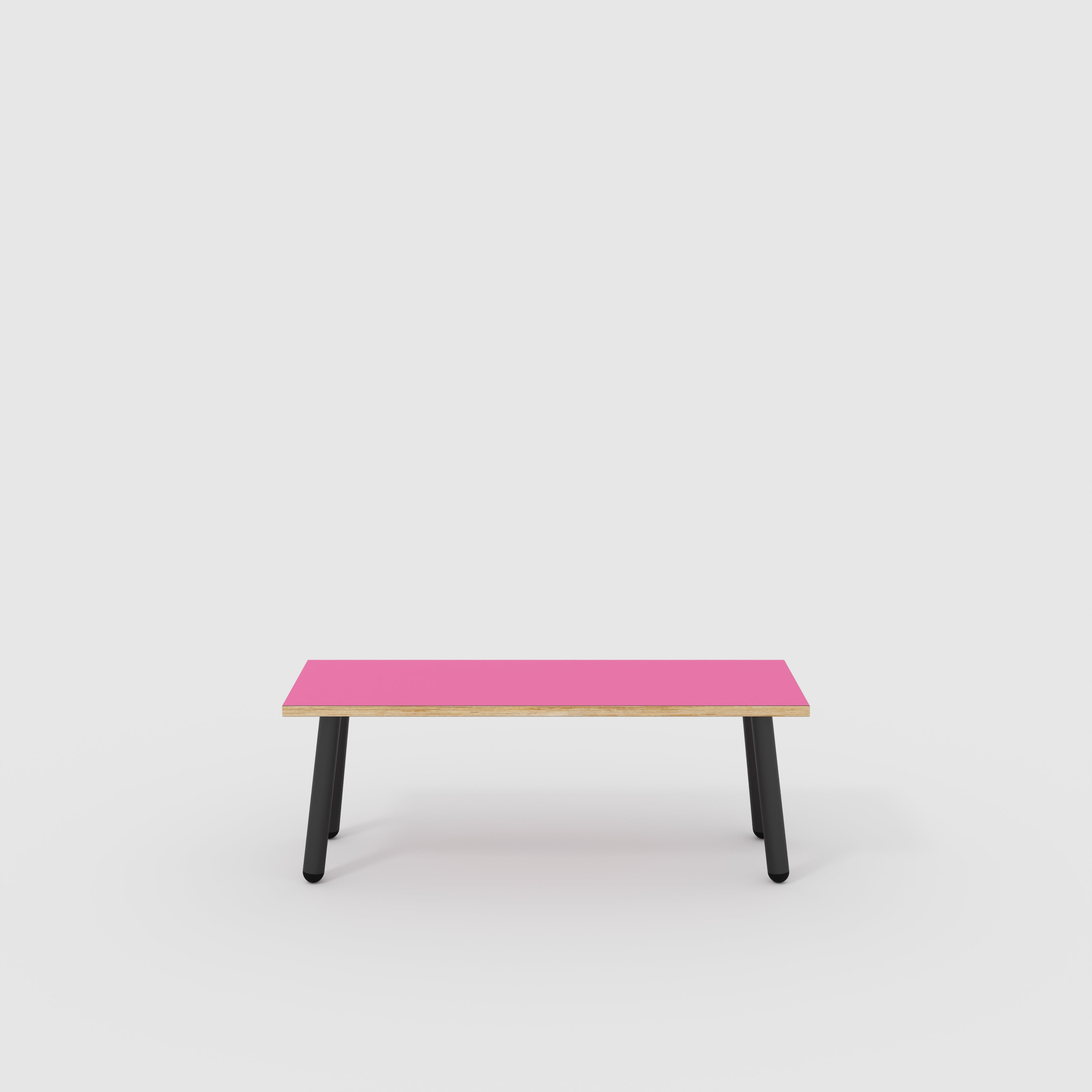 Plywood Bench Seat with Black Round Single Pin Legs - Formica Juicy Pink - 1200(w) x 400(d)
