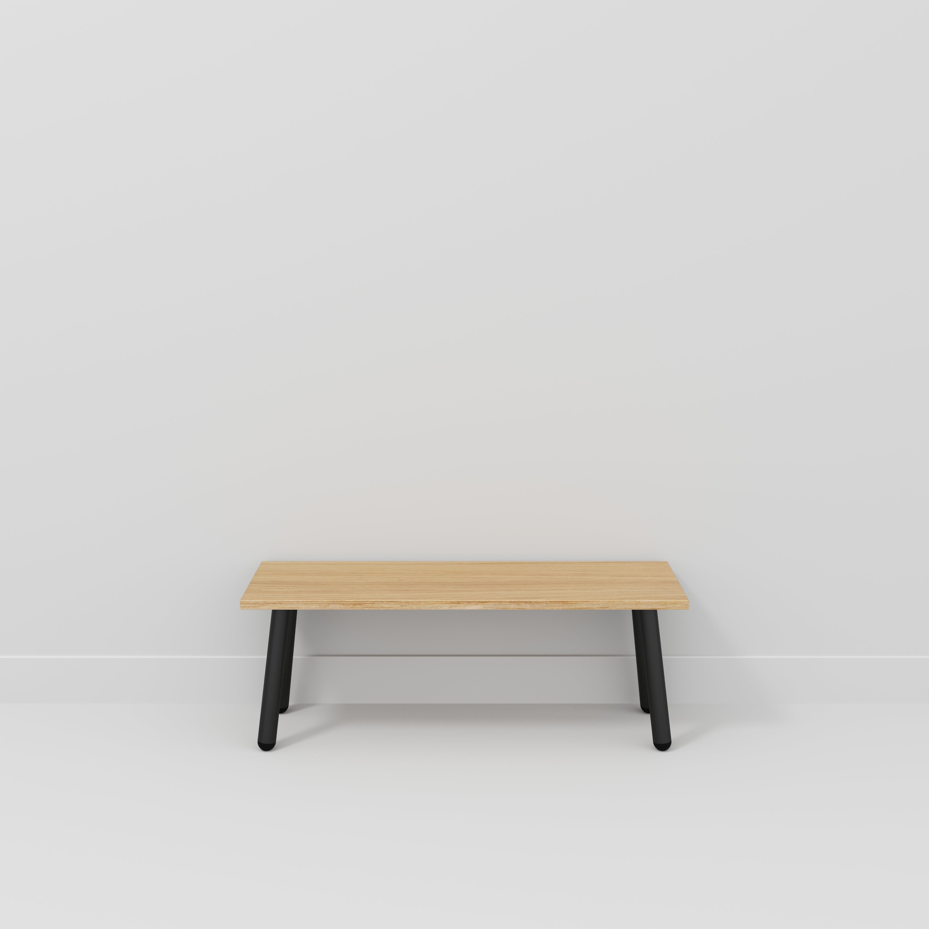 Plywood Bench Seat with Black Round Single Pin Legs - Plywood Oak - 1200(w) x 400(d)