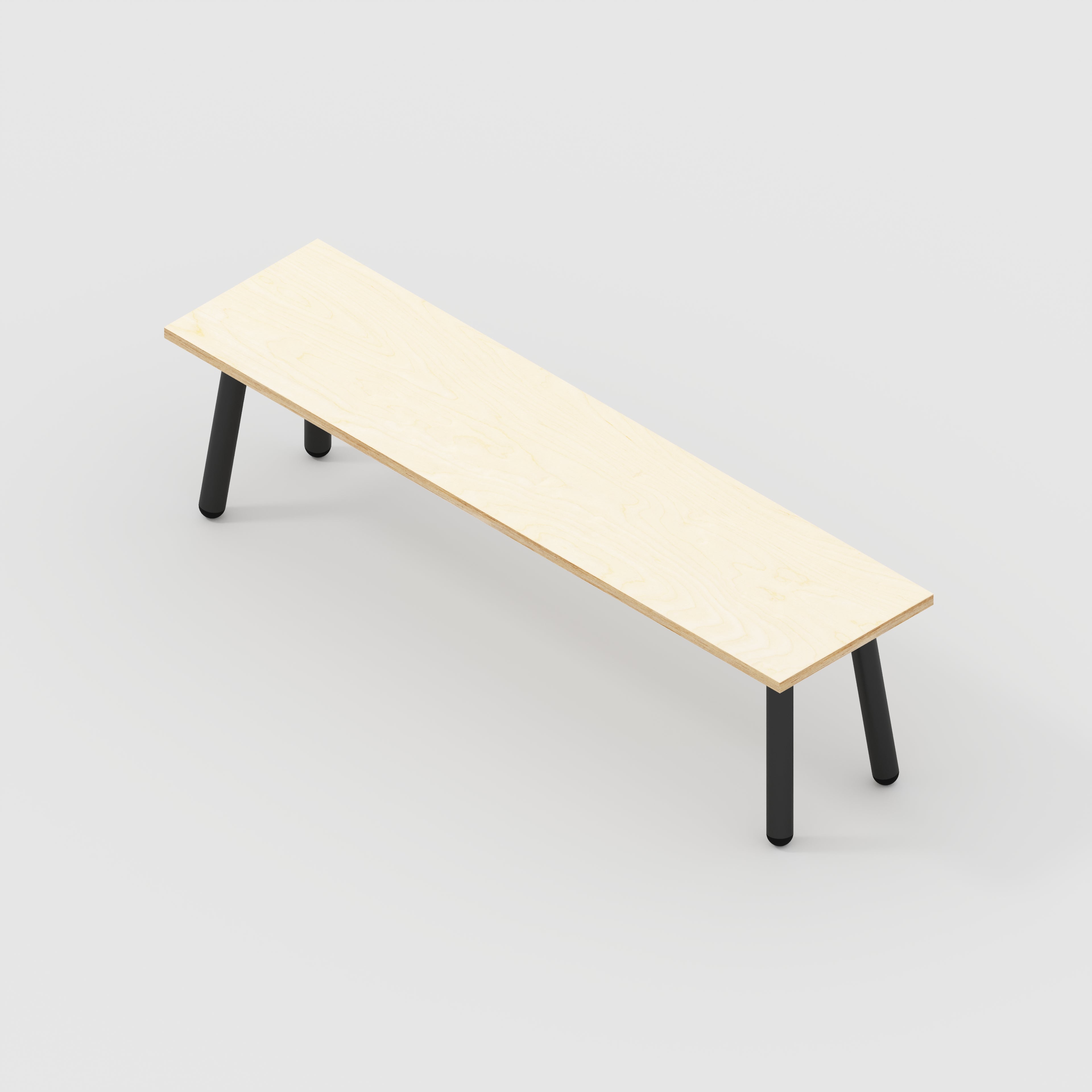 Plywood Bench Seat with Black Round Single Pin Legs - Plywood Birch - 1600(w) x 400(d)