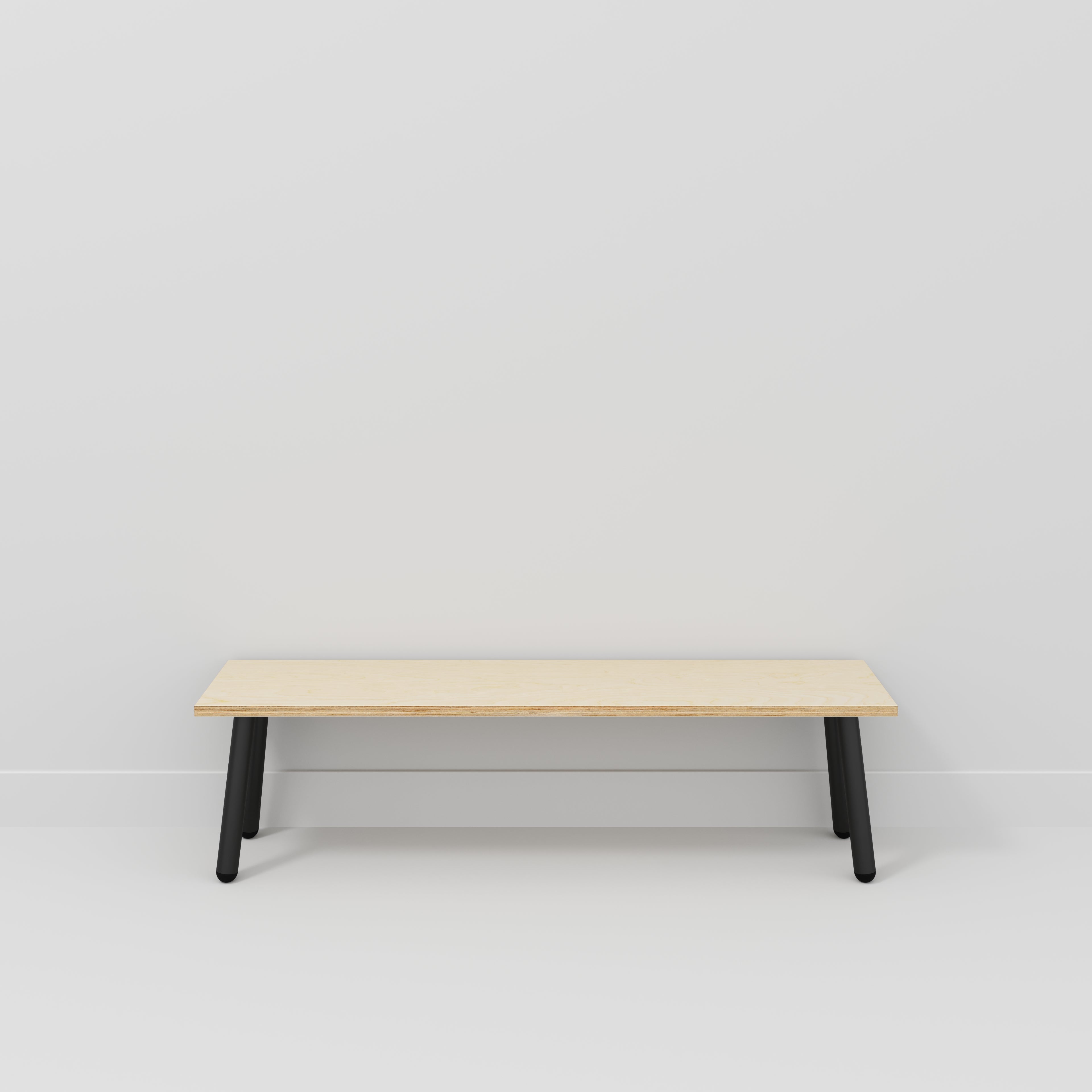 Plywood Bench Seat with Black Round Single Pin Legs - Plywood Birch - 1600(w) x 400(d)