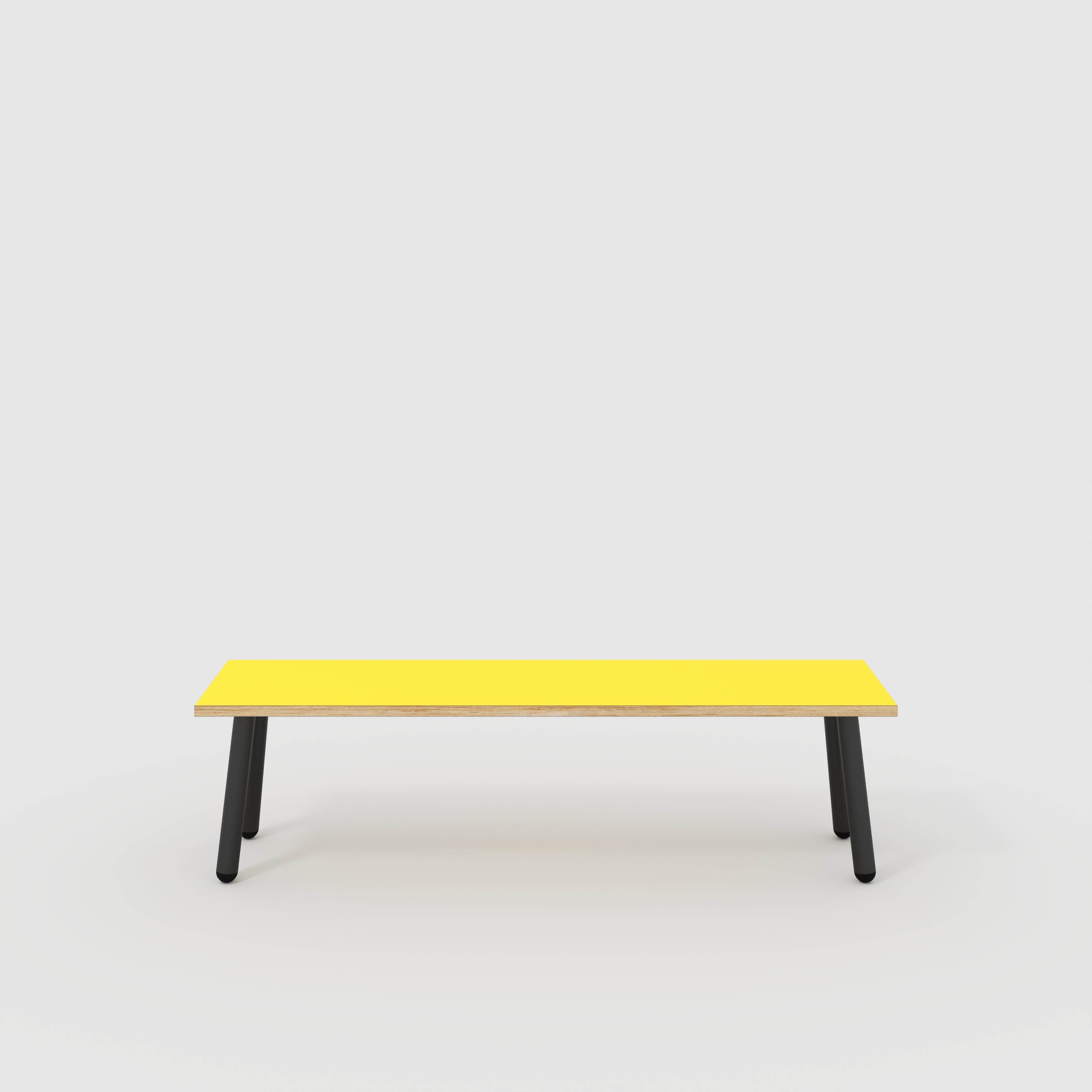 Plywood Bench Seat with Black Round Single Pin Legs - Formica Chrome Yellow - 1600(w) x 400(d)