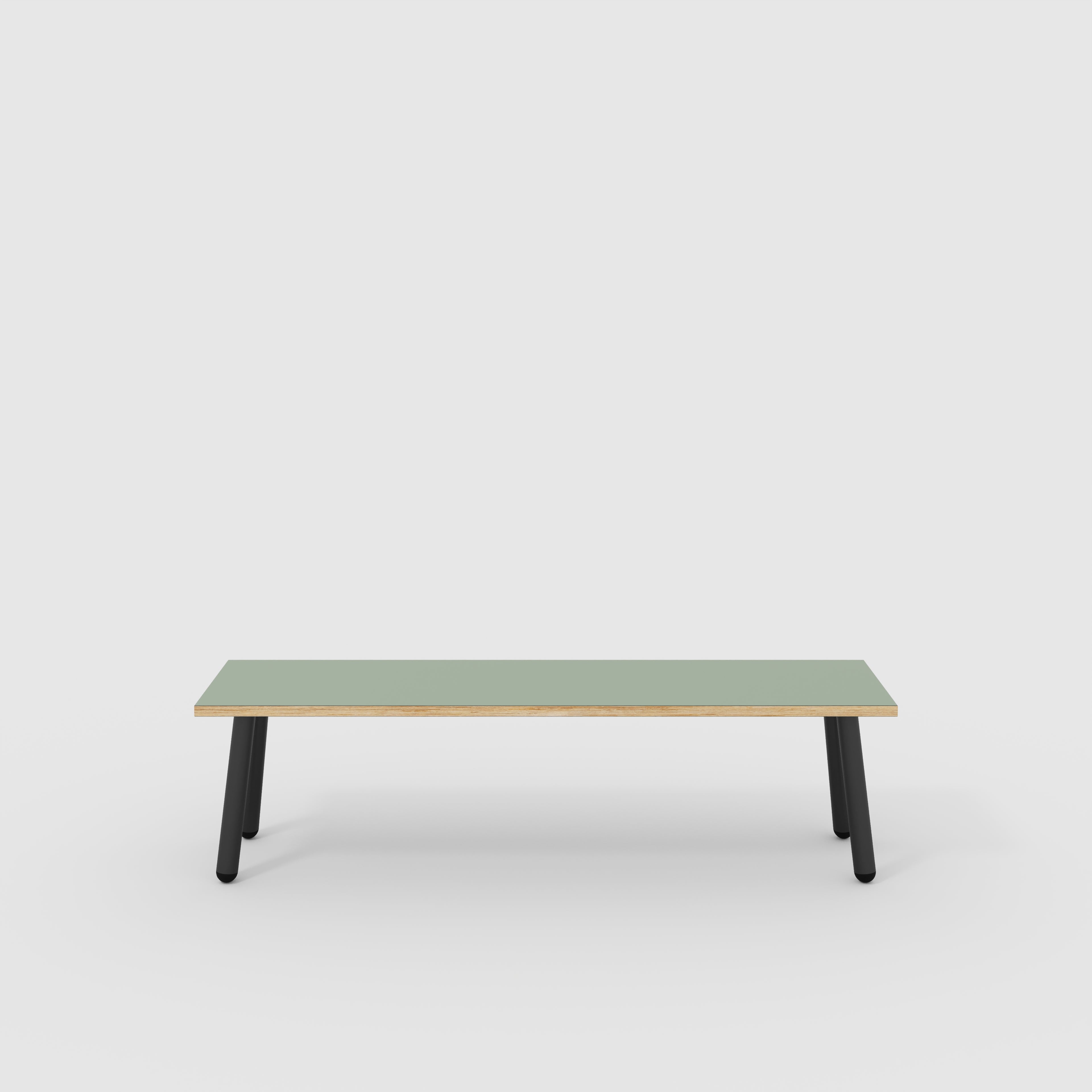 Plywood Bench Seat with Black Round Single Pin Legs - Formica Green Slate - 1600(w) x 400(d)