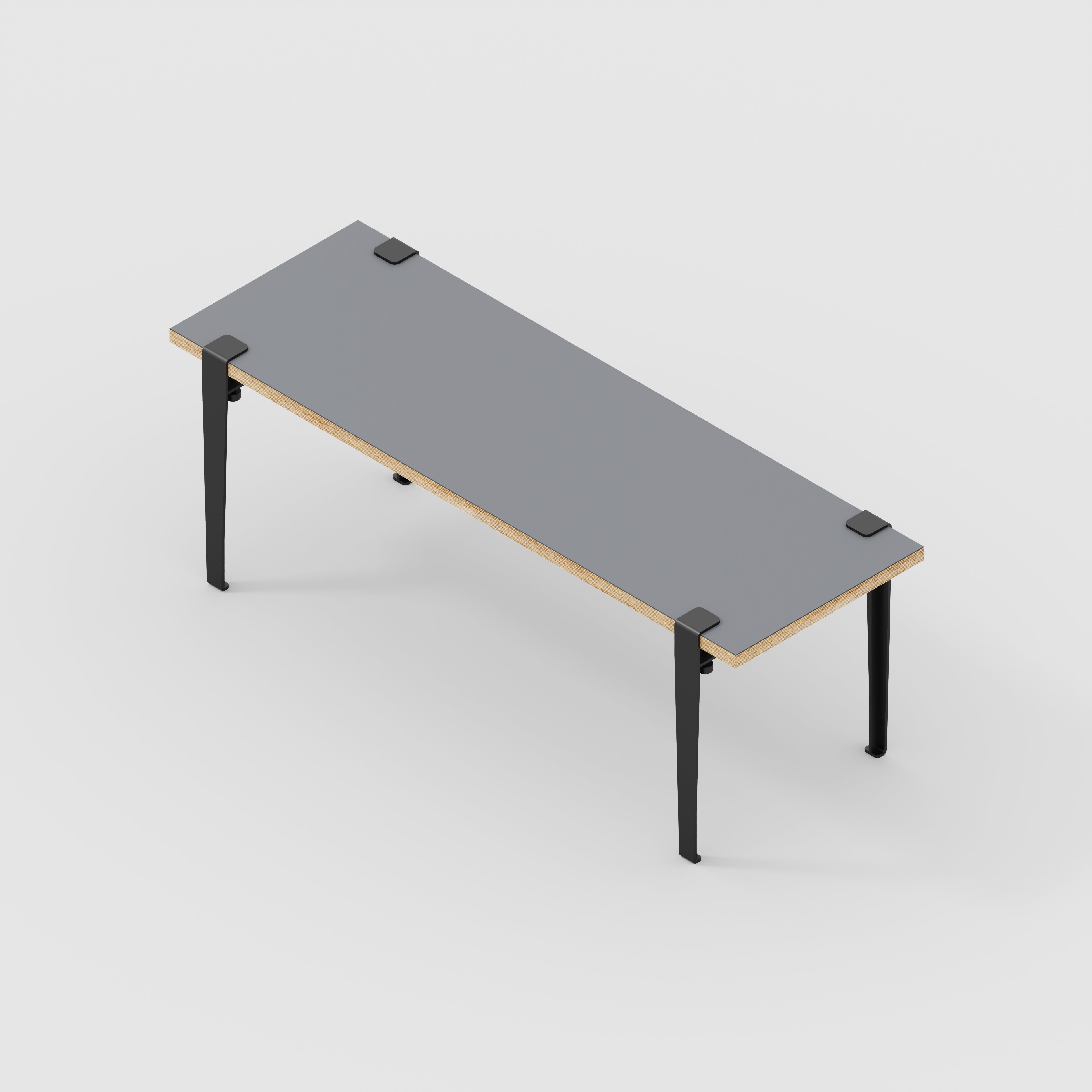 Plywood Bench Seat with Black Tiptoe Legs - Formica Tornado Grey - 1200(w) x 400(d) x 450(h)