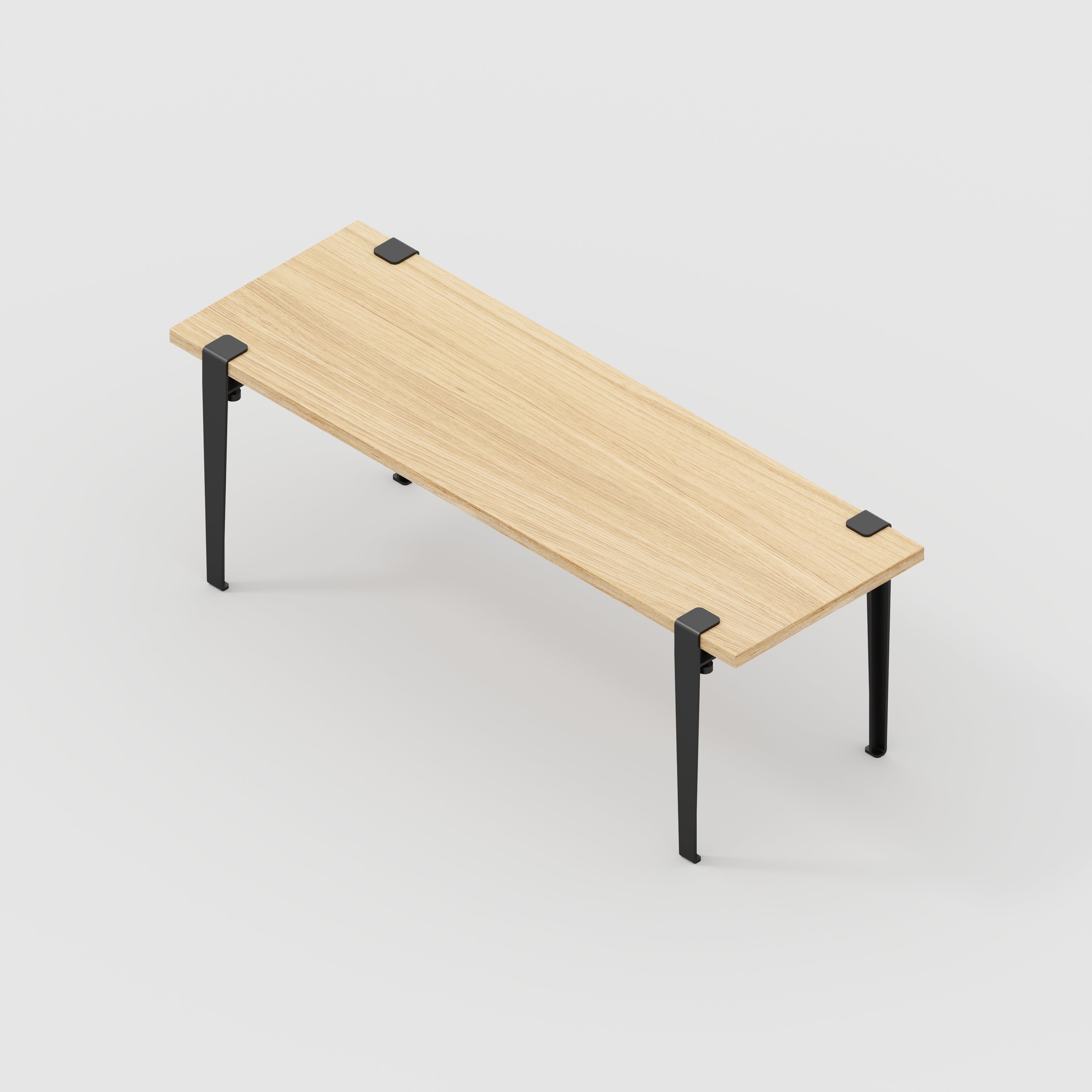 Plywood Bench Seat with Black Tiptoe Legs - Plywood Oak - 1200(w) x 400(d) x 450(h)