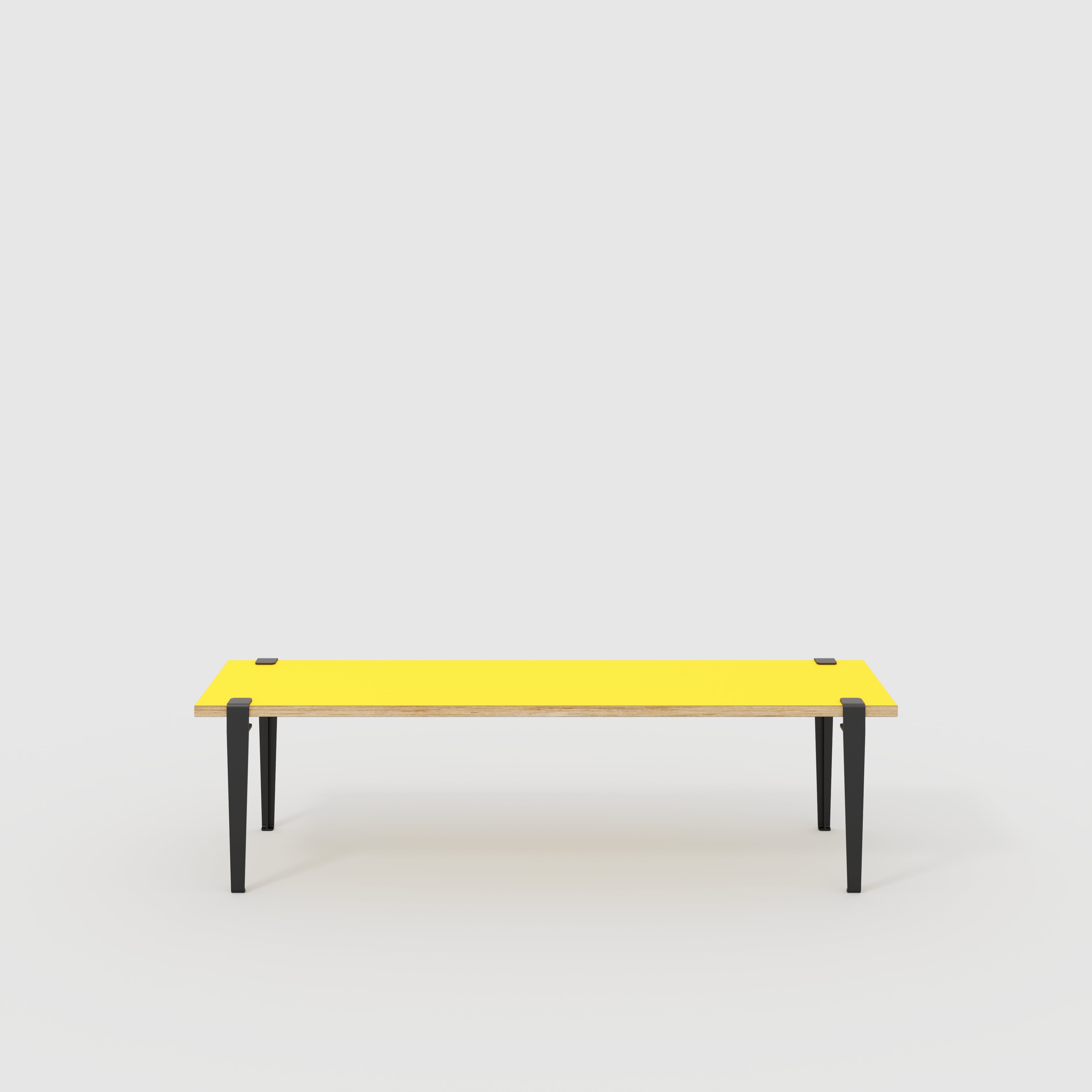 Plywood Bench Seat with Black Tiptoe Legs - Formica Chrome Yellow - 1600(w) x 400(d) x 450(h)