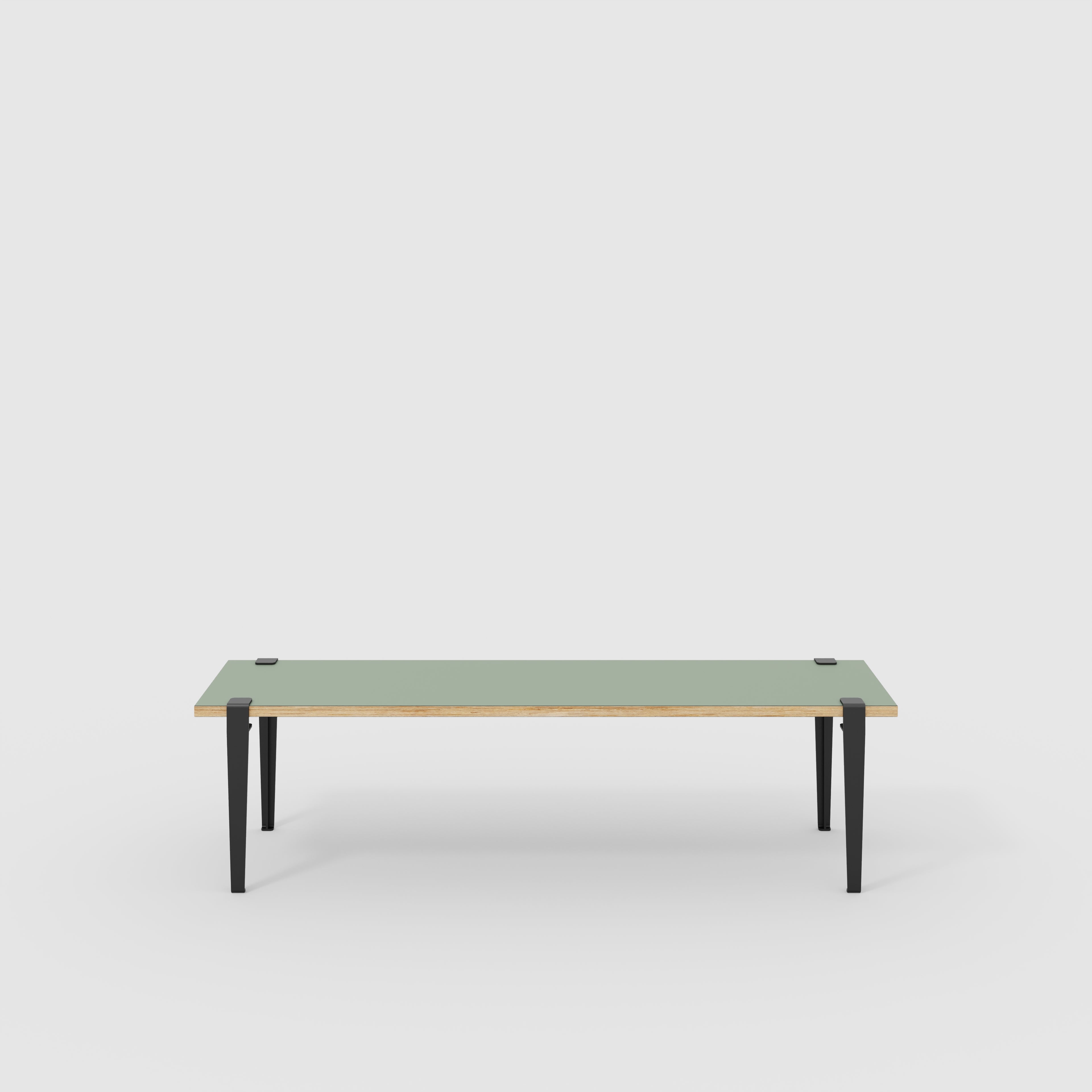 Plywood Bench Seat with Black Tiptoe Legs - Formica Green Slate - 1600(w) x 400(d) x 450(h)
