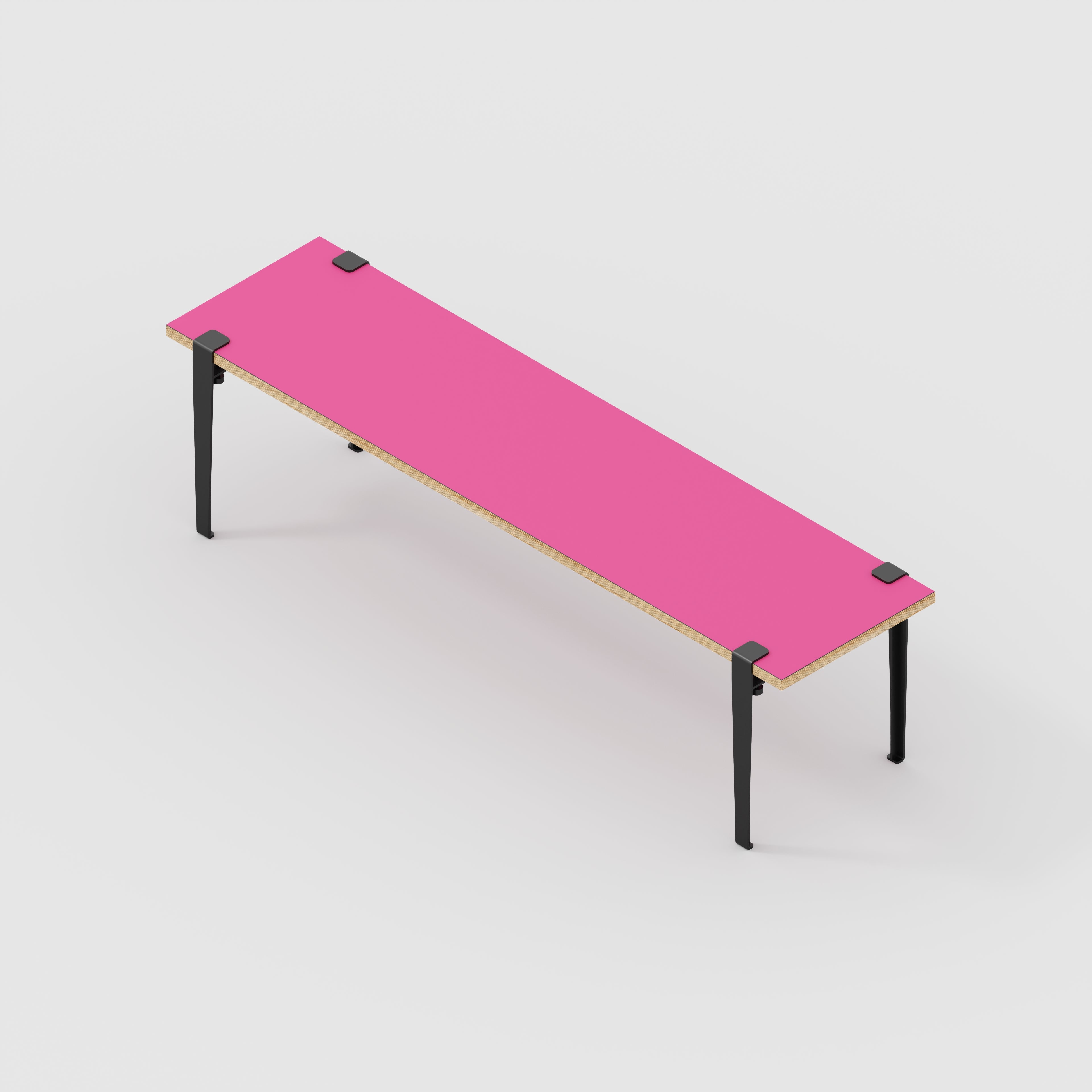 Plywood Bench Seat with Black Tiptoe Legs - Formica Juicy Pink - 1600(w) x 400(d) x 450(h)