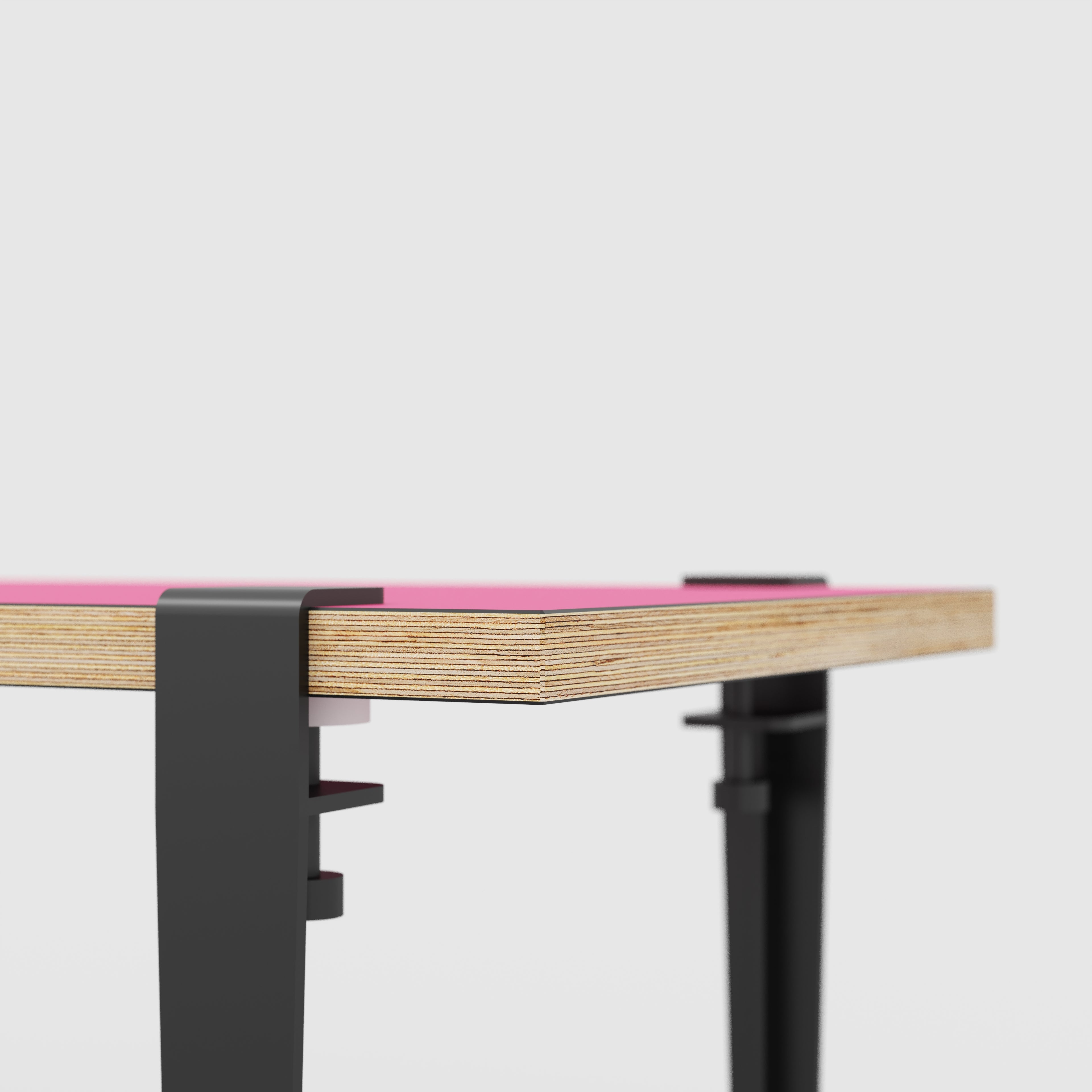 Plywood Bench Seat with Black Tiptoe Legs - Formica Juicy Pink - 1600(w) x 400(d) x 450(h)