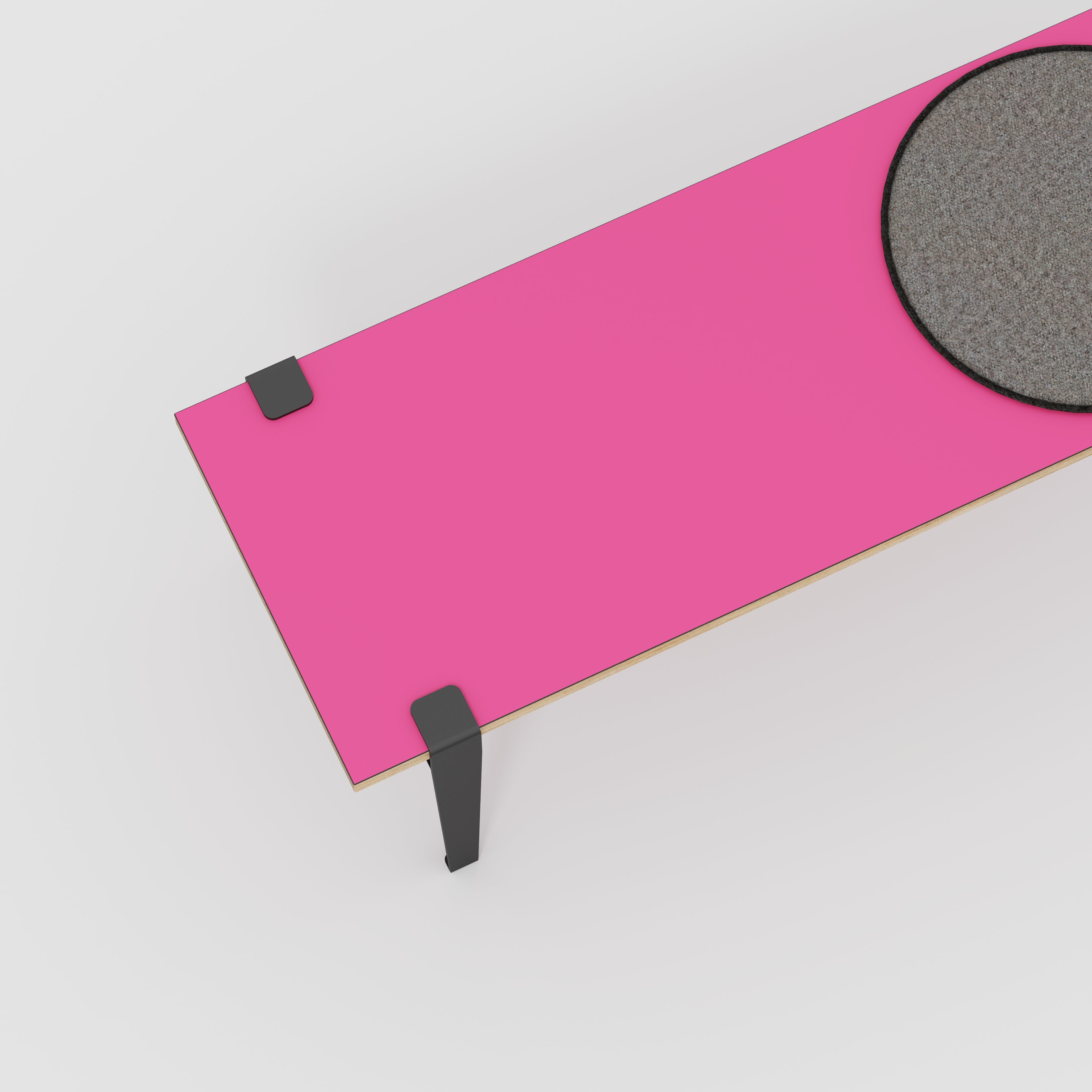 Plywood Bench Seat with Black Tiptoe Legs - Formica Juicy Pink - 1600(w) x 400(d) x 450(h)