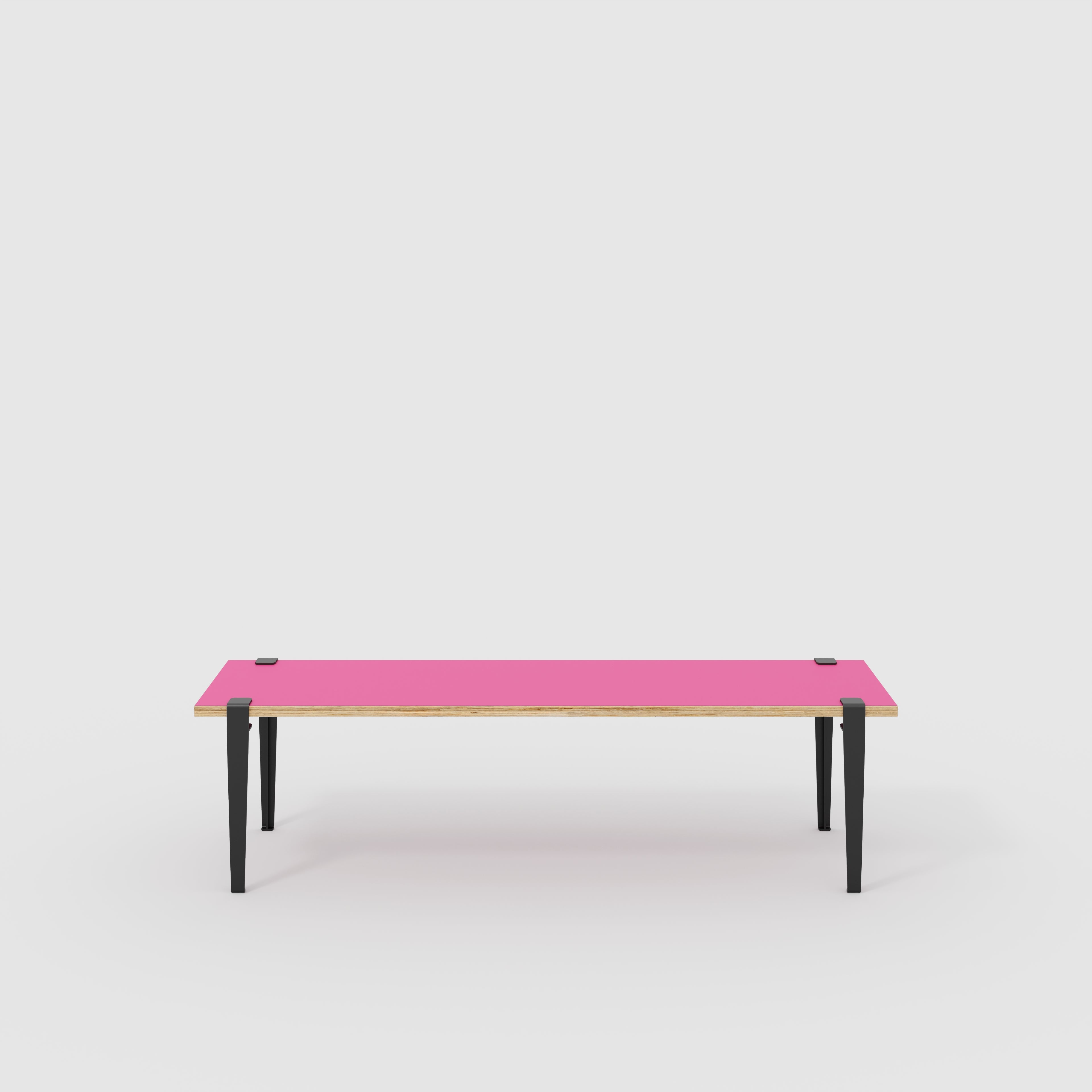 Plywood Bench Seat with Black Tiptoe Legs - Formica Juicy Pink - 1600(w) x 400(d) x 450(h)