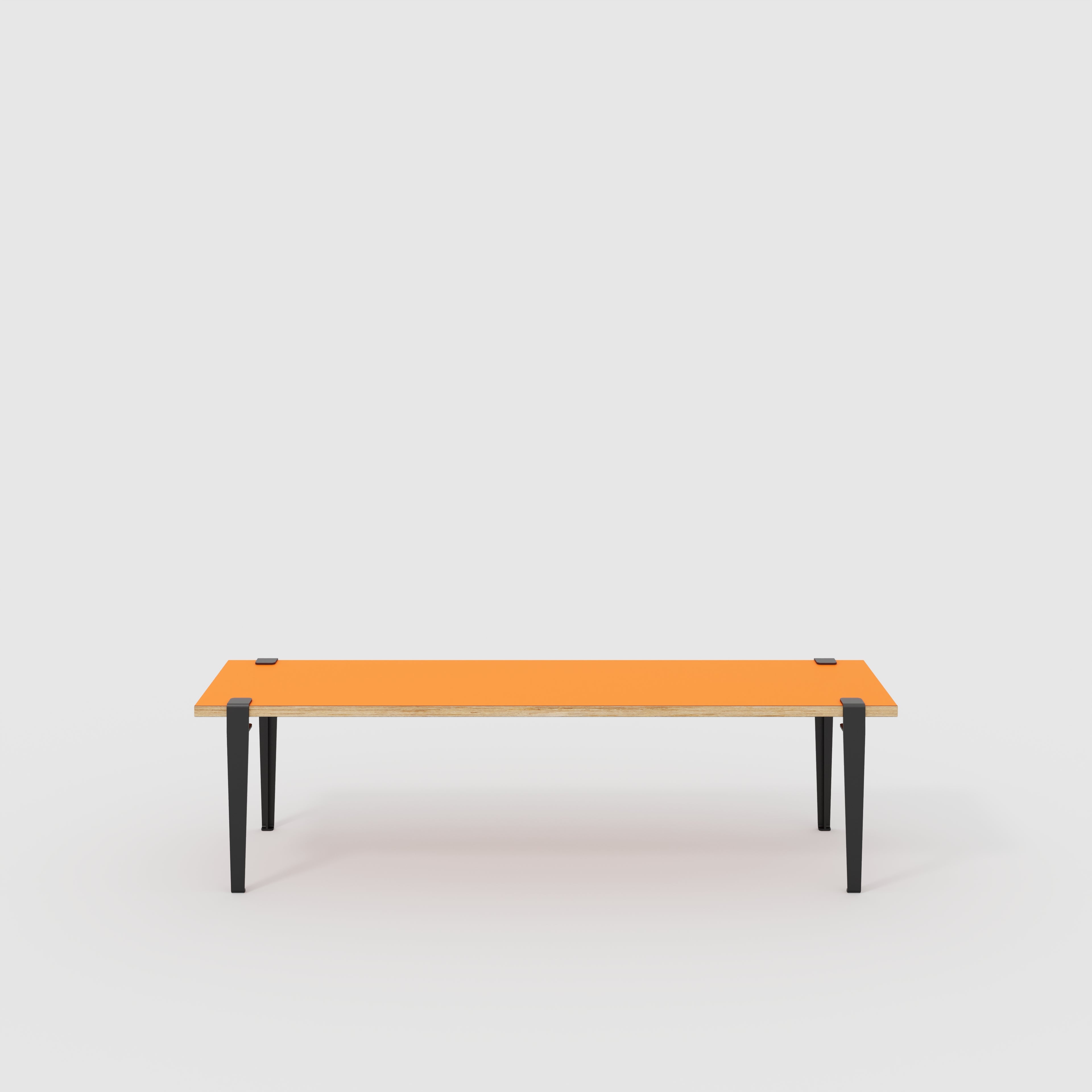 Plywood Bench Seat with Black Tiptoe Legs - Formica Levante Orange - 1600(w) x 400(d) x 450(h)