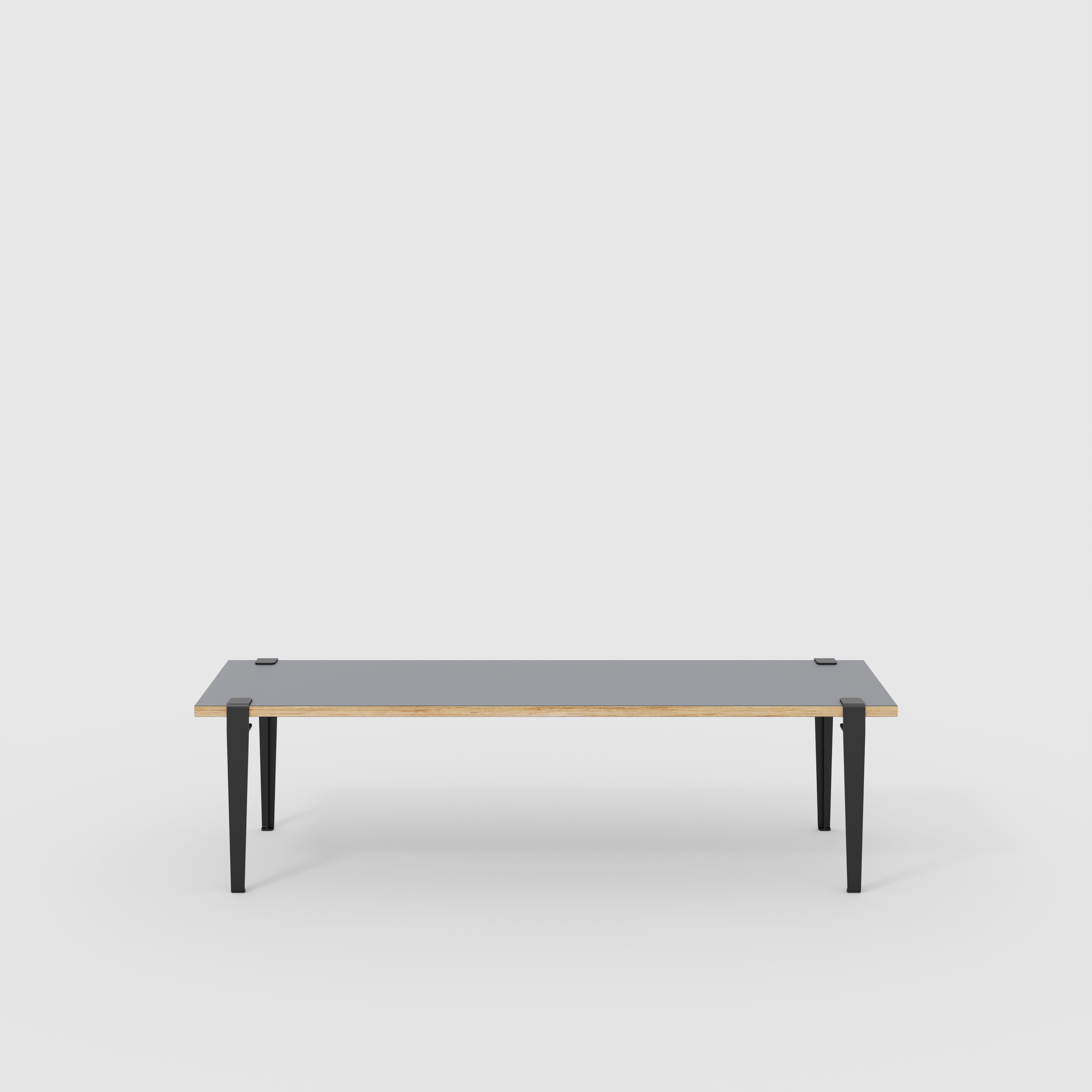 Plywood Bench Seat with Black Tiptoe Legs - Formica Tornado Grey - 1600(w) x 400(d) x 450(h)