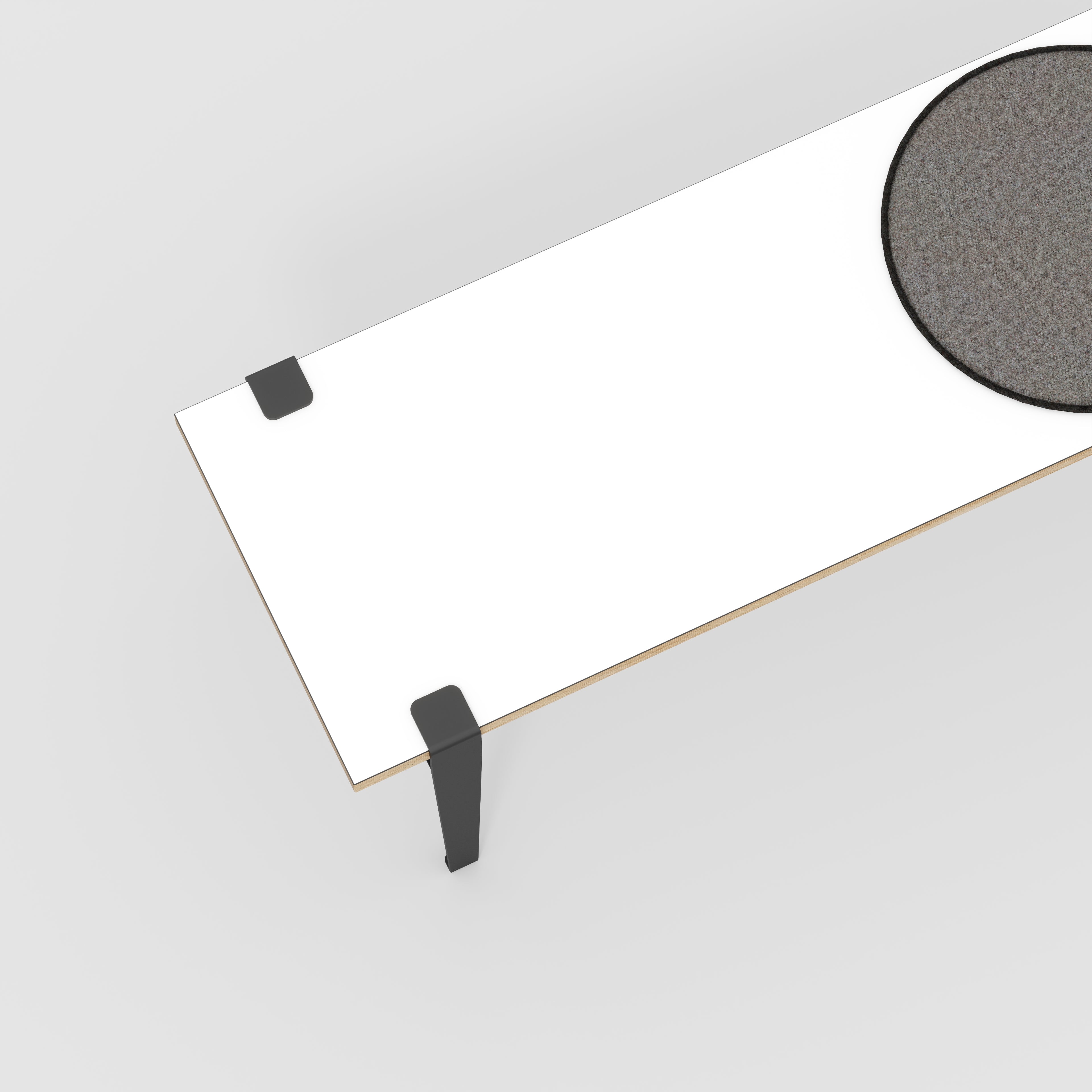 Plywood Bench Seat with Black Tiptoe Legs - Formica White - 1600(w) x 400(d) x 450(h)