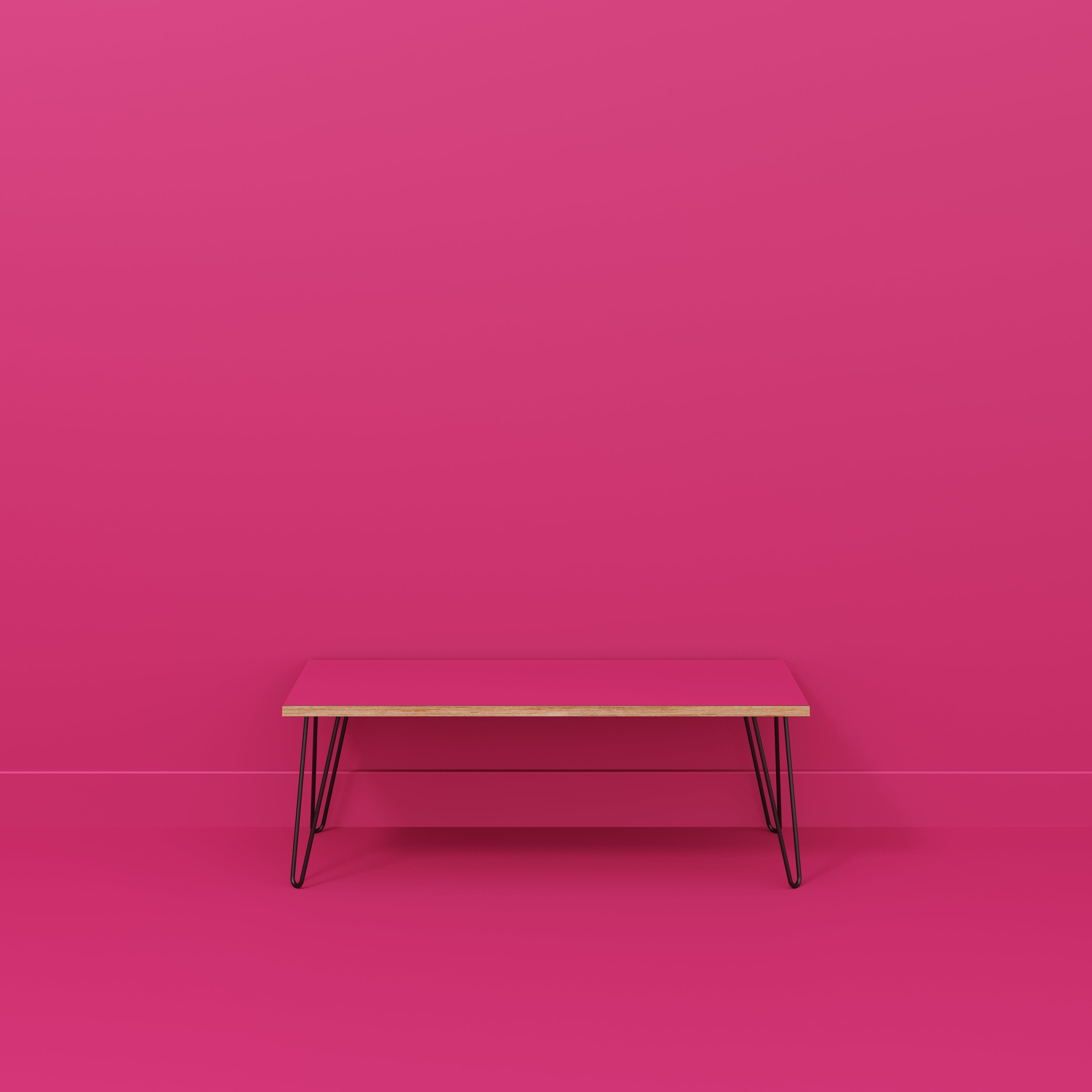 Bench Seat with Black Hairpin Legs - Formica Juicy Pink - 1200(w) x 400(d)