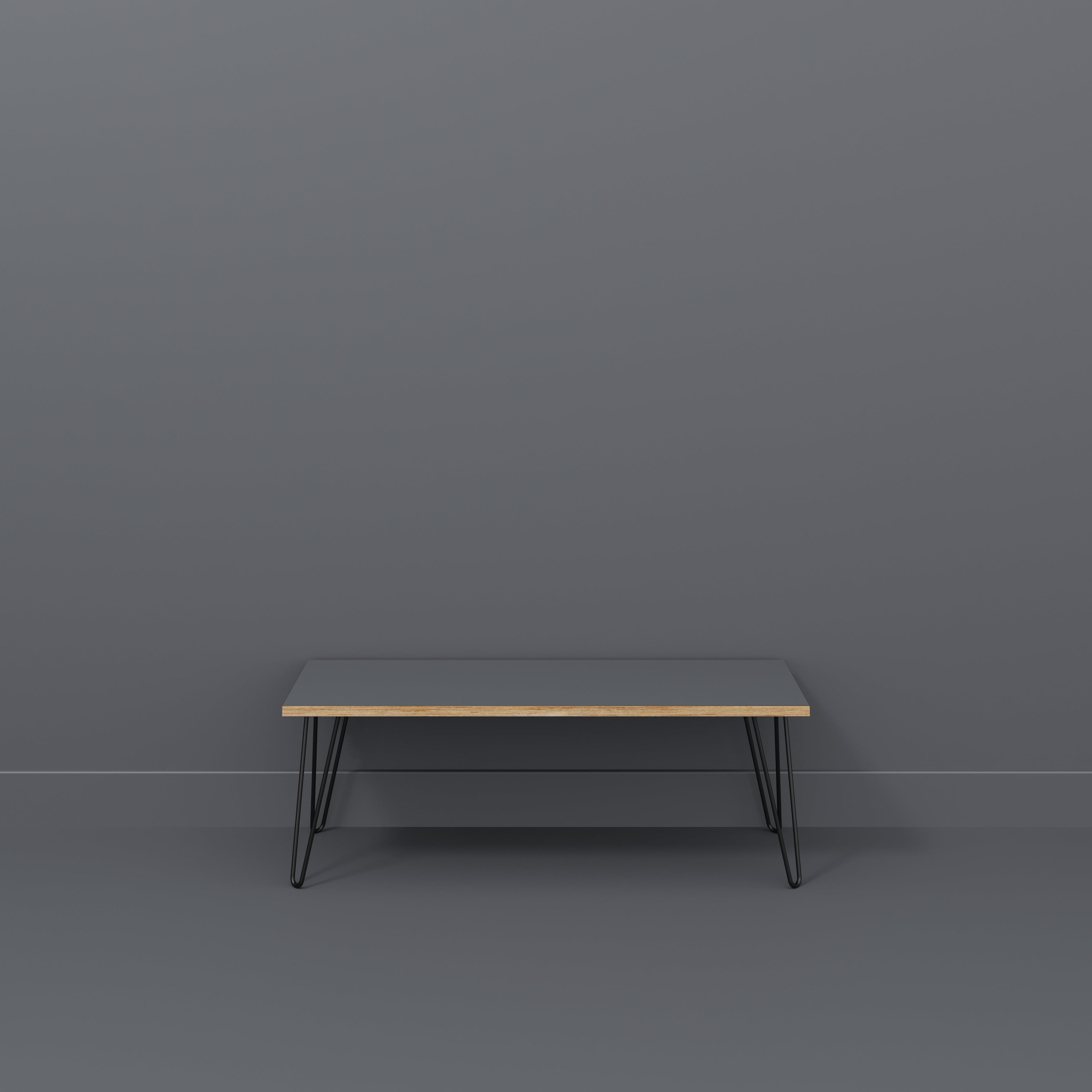 Plywood Bench Seat with Black Hairpin Legs - Formica Tornado Grey - 1200(w) x 400(d)