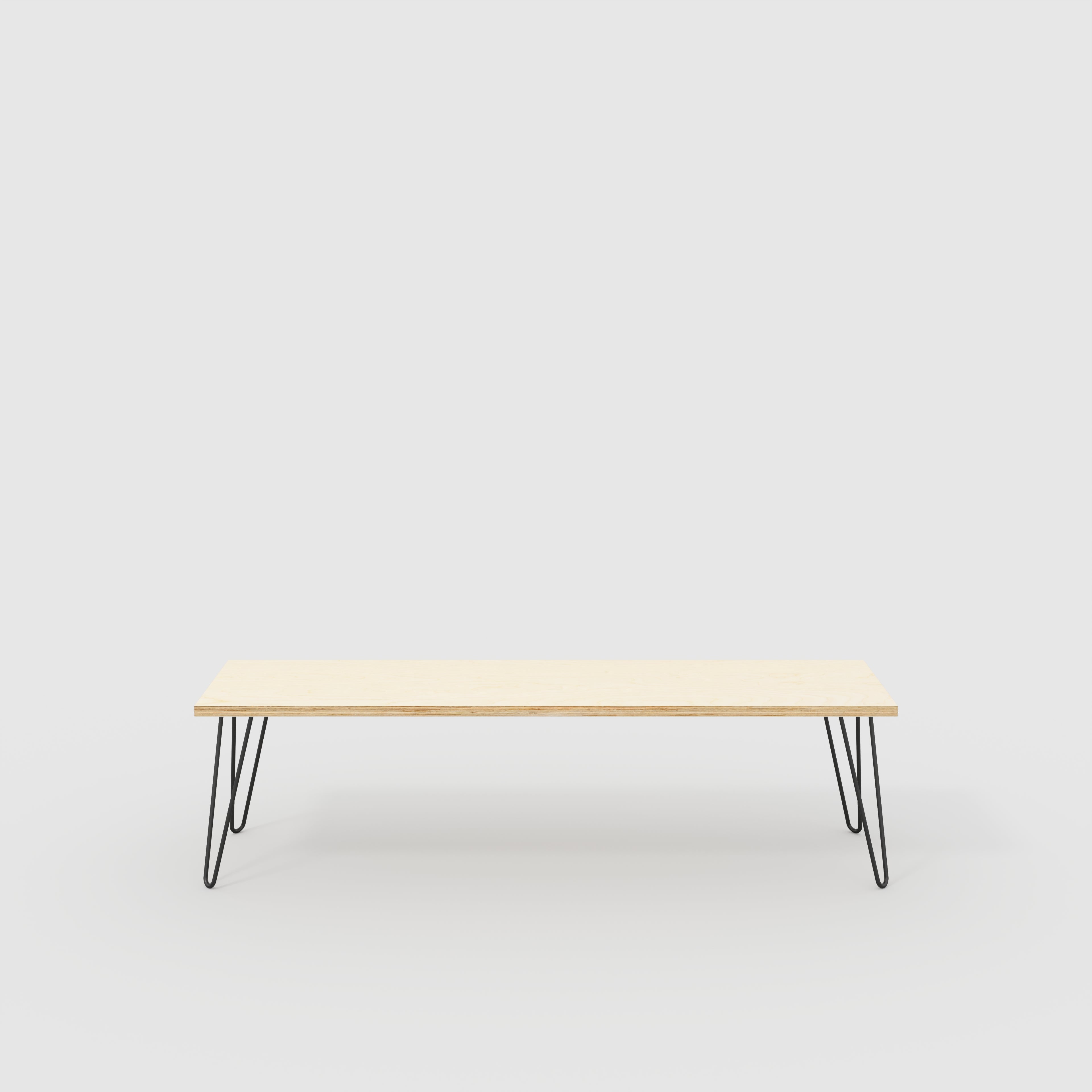 Plywood Bench Seat with Black Hairpin Legs - Plywood Birch - 1600(w) x 400(d)