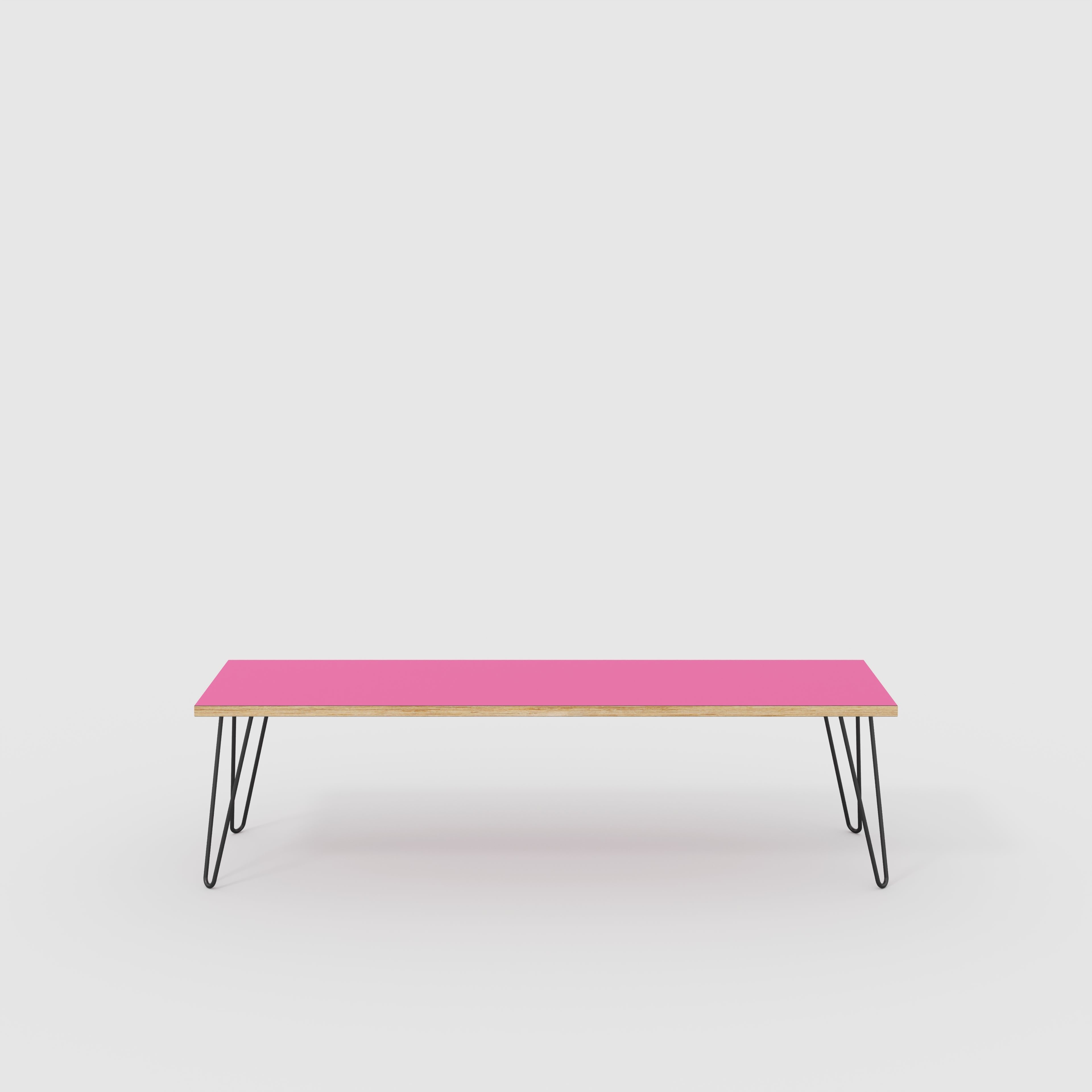 Bench Seat with Black Hairpin Legs - Formica Juicy Pink - 1600(w) x 400(d)