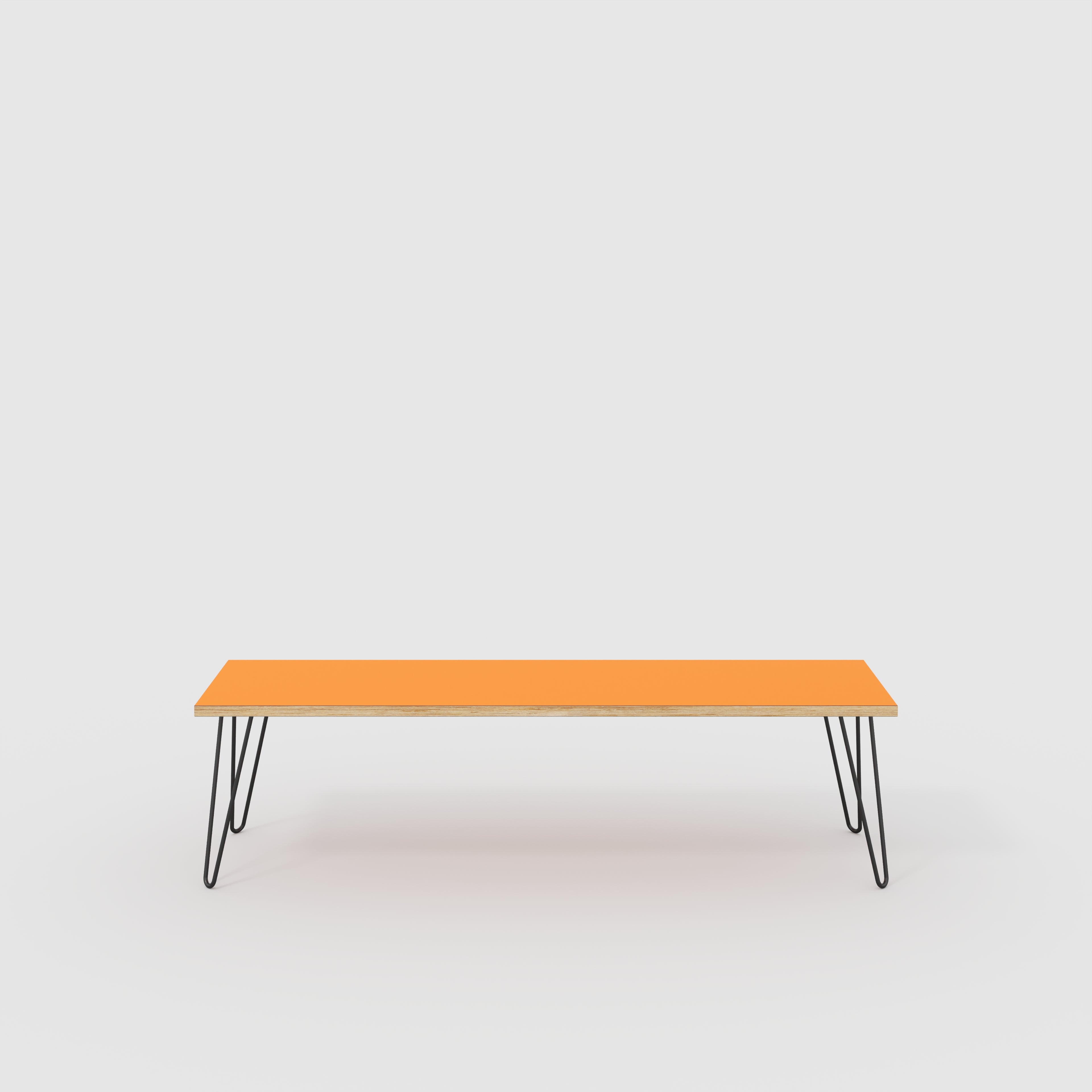 Bench Seat with Black Hairpin Legs - Formica Levante Orange - 1600(w) x 400(d)