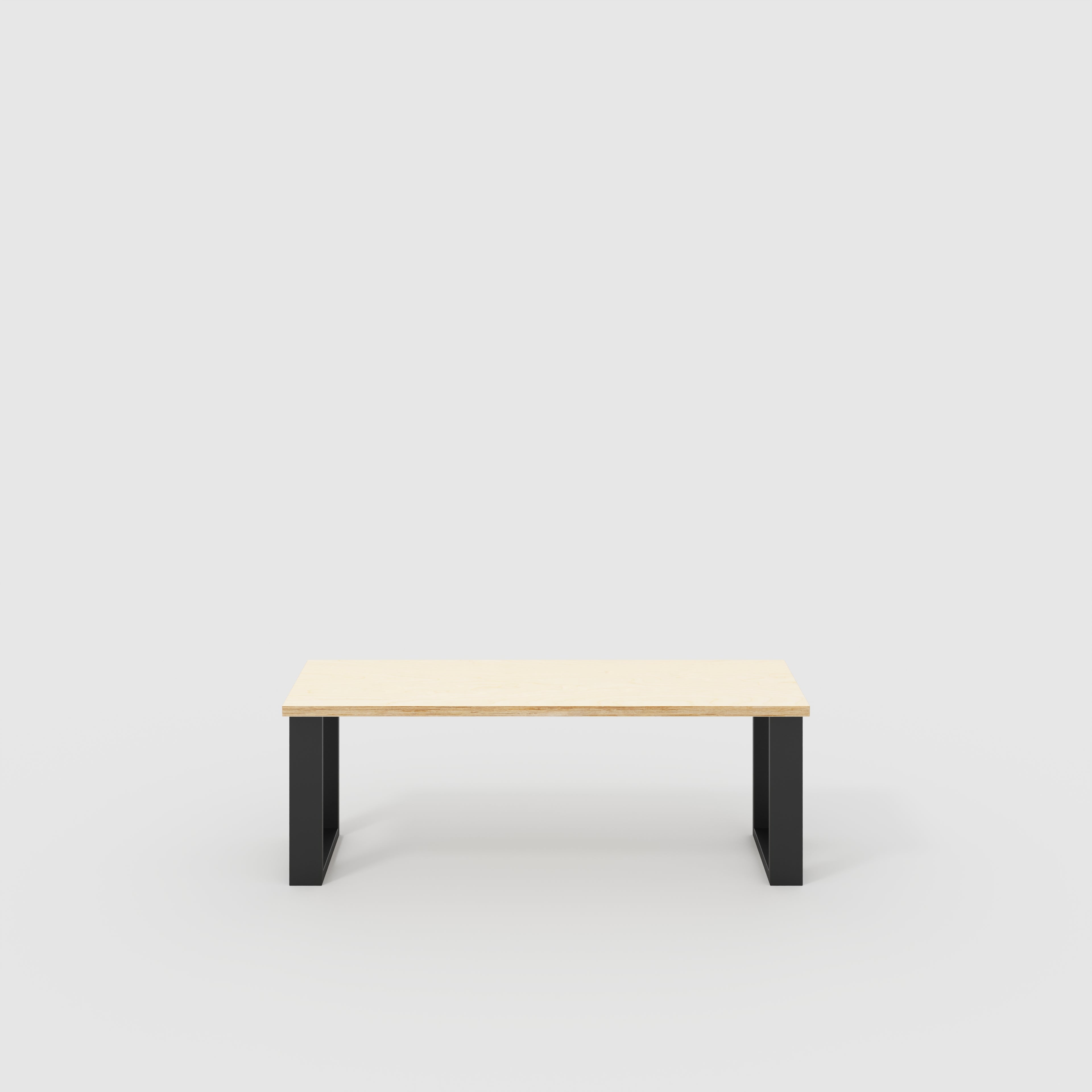 Plywood Bench Seat with Black Industrial Legs - Plywood Birch - 1200(w) x 400(d)