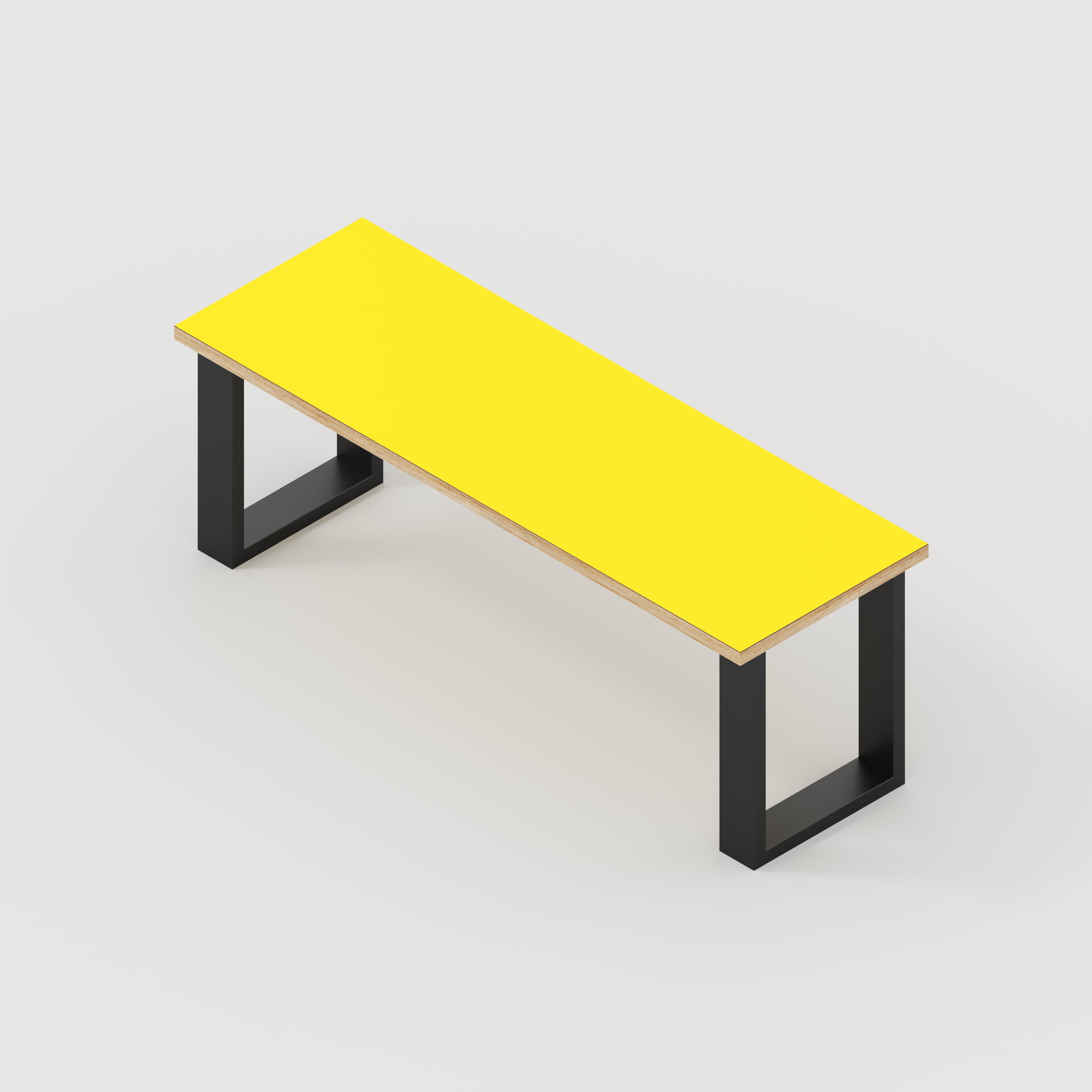 Plywood Bench Seat with Black Industrial Legs - Formica Chrome Yellow - 1200(w) x 400(d)