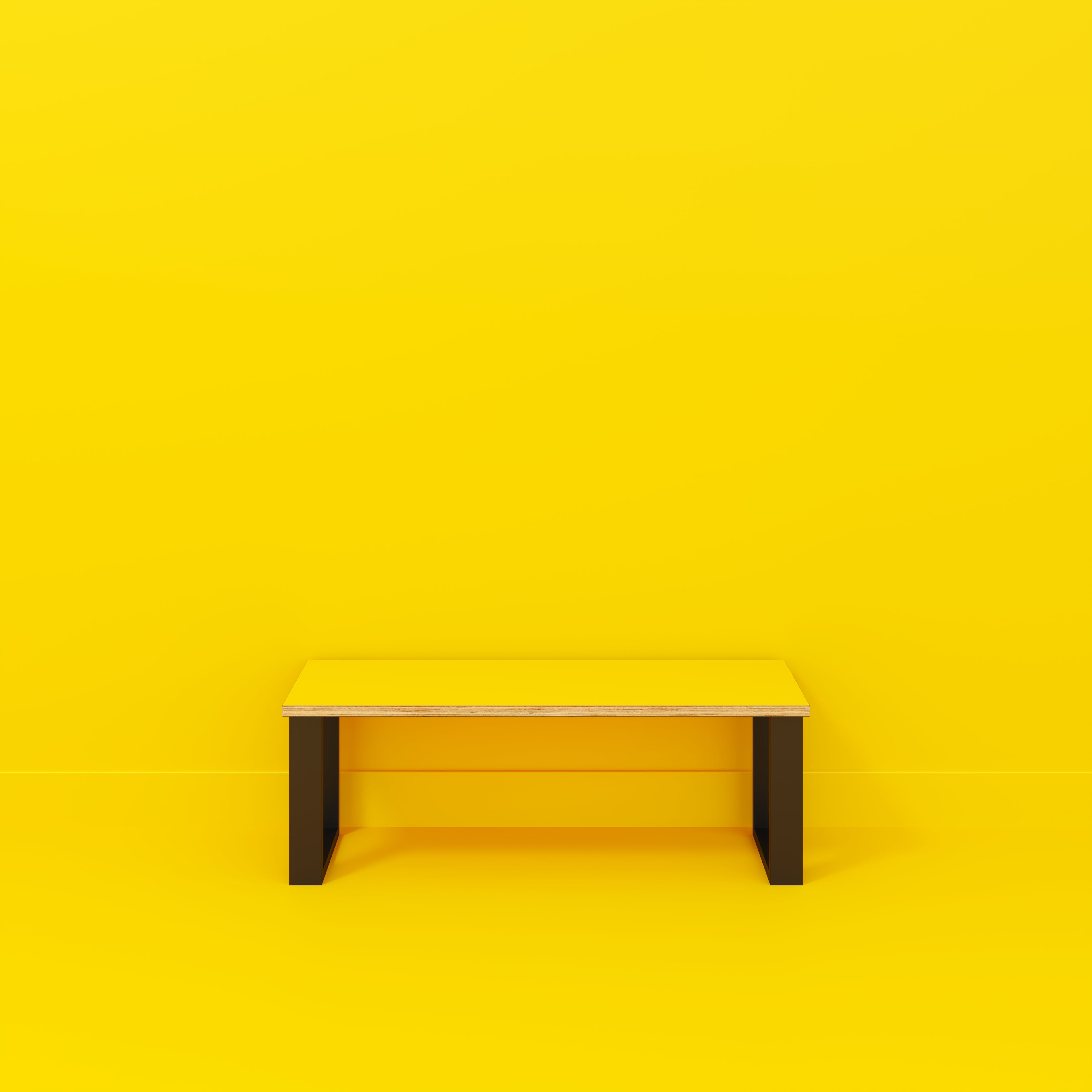 Plywood Bench Seat with Black Industrial Legs - Formica Chrome Yellow - 1200(w) x 400(d)