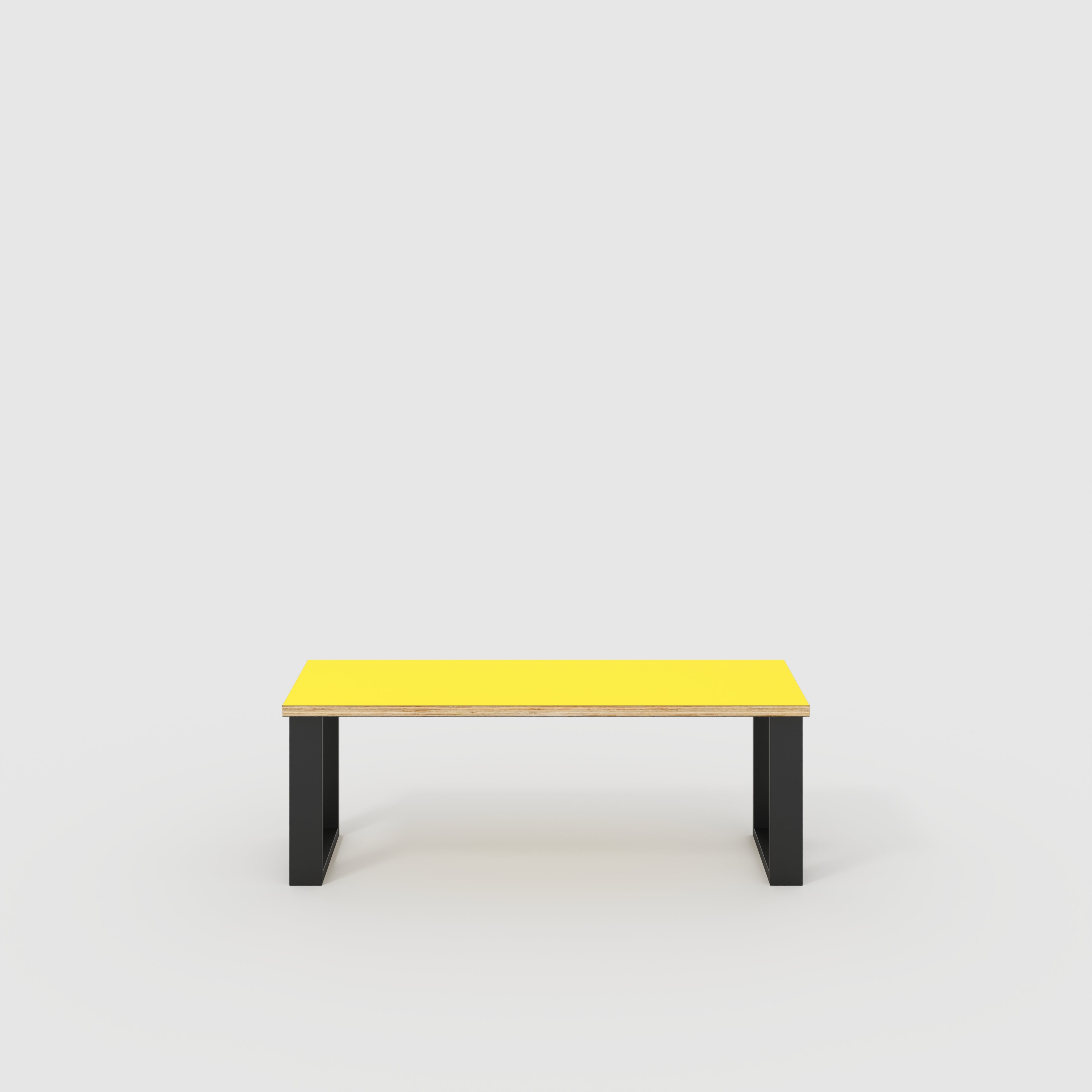Plywood Bench Seat with Black Industrial Legs - Formica Chrome Yellow - 1200(w) x 400(d)