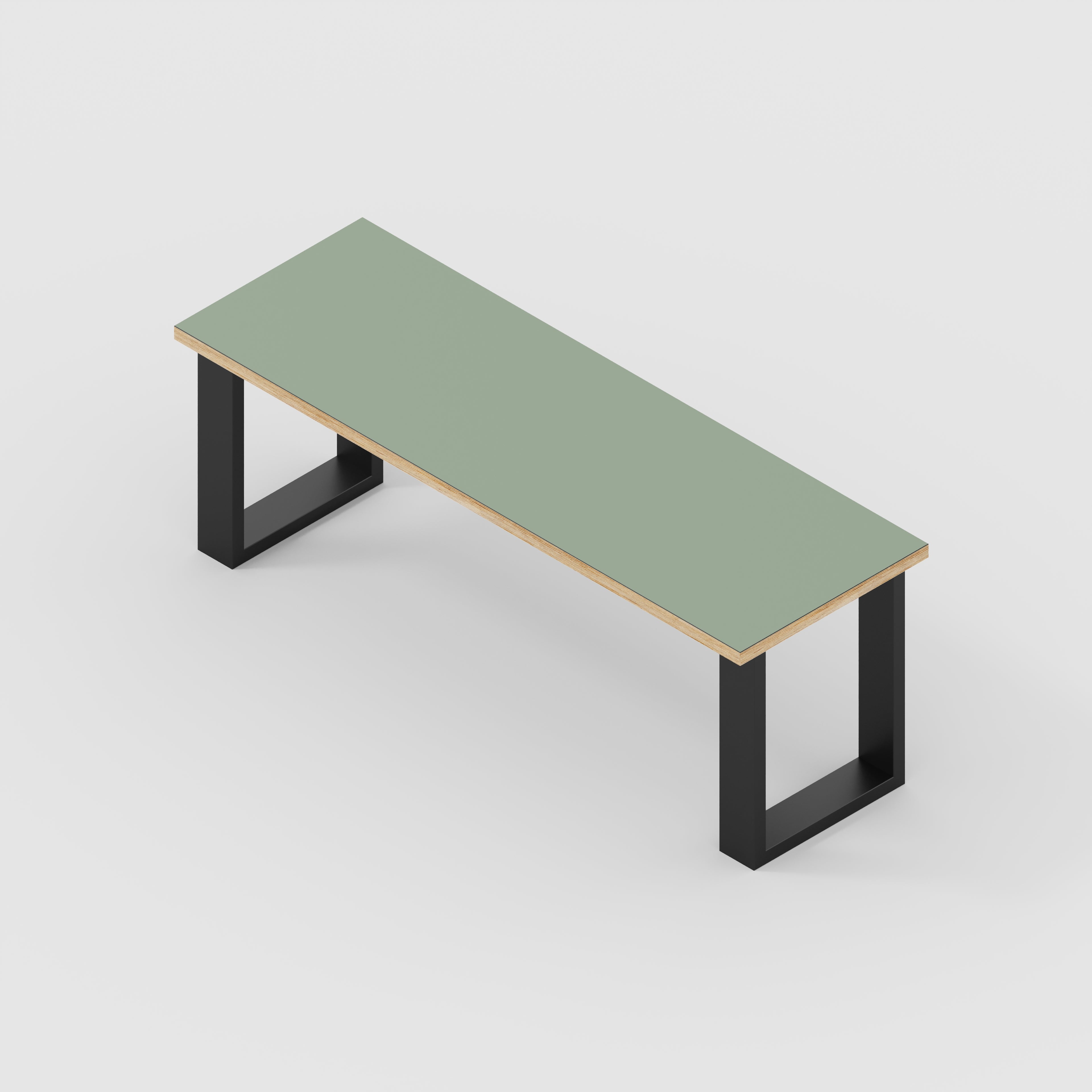 Plywood Bench Seat with Black Industrial Legs - Formica Green Slate - 1200(w) x 400(d)